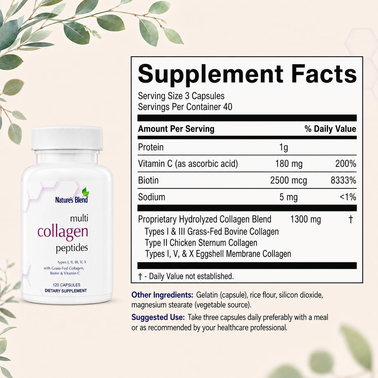 Nature's Blend Multi Collagen Peptides Capsules 120 Capsules
