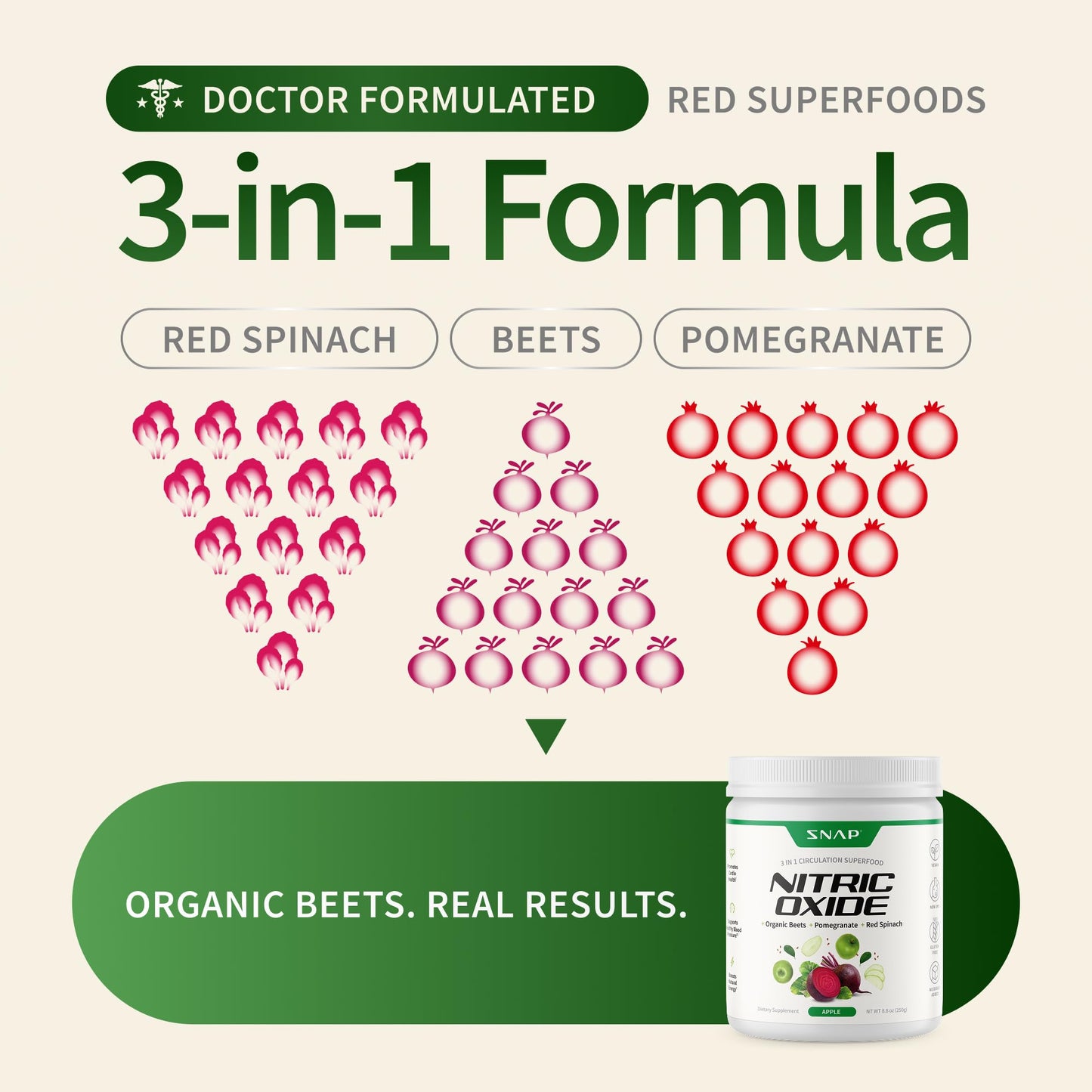 Snap Supplements Organic Beet Root Powder Nitric Oxide Supplements 8.8 Ounce