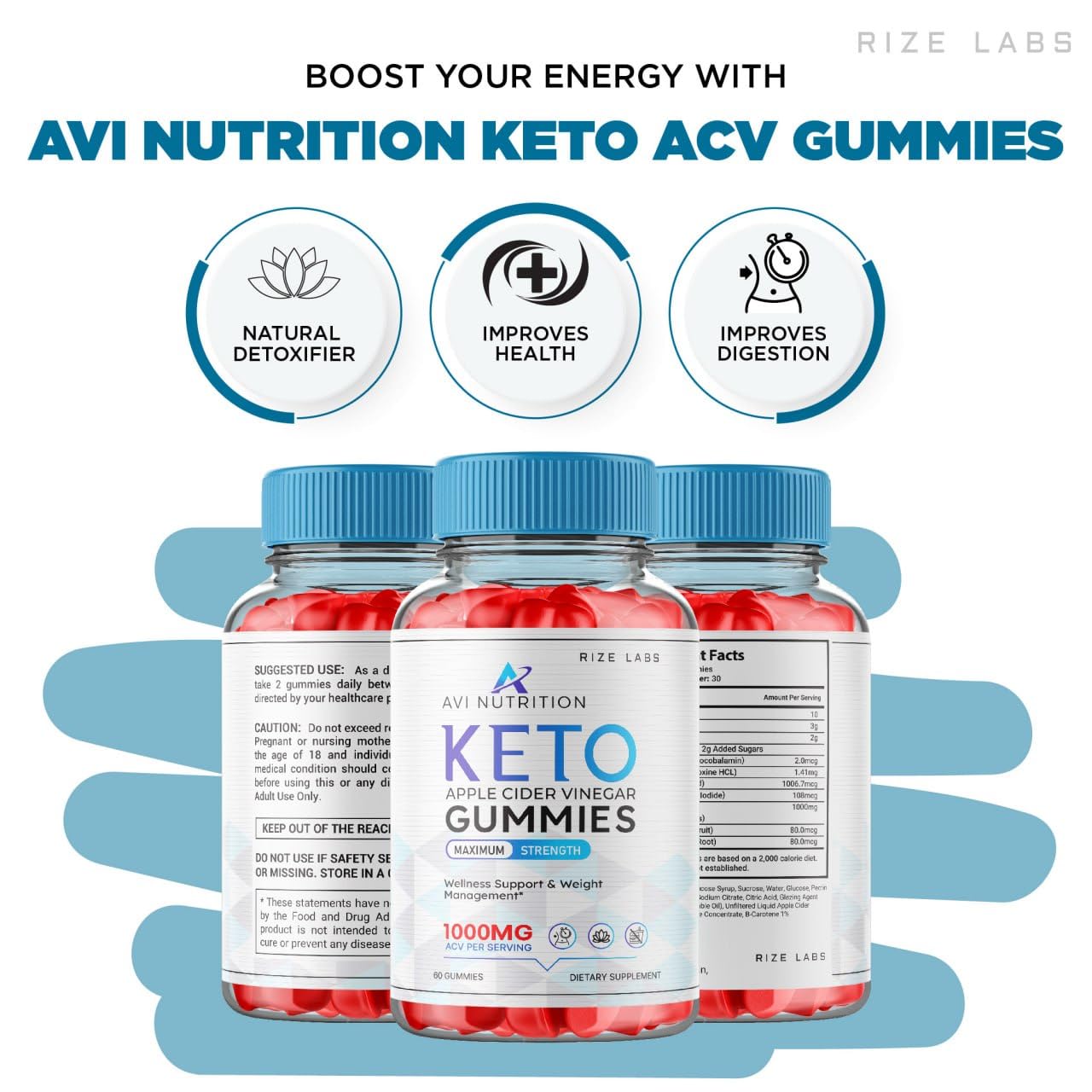 Rize Labs Avi Nutrition Keto Gummies 60 Count