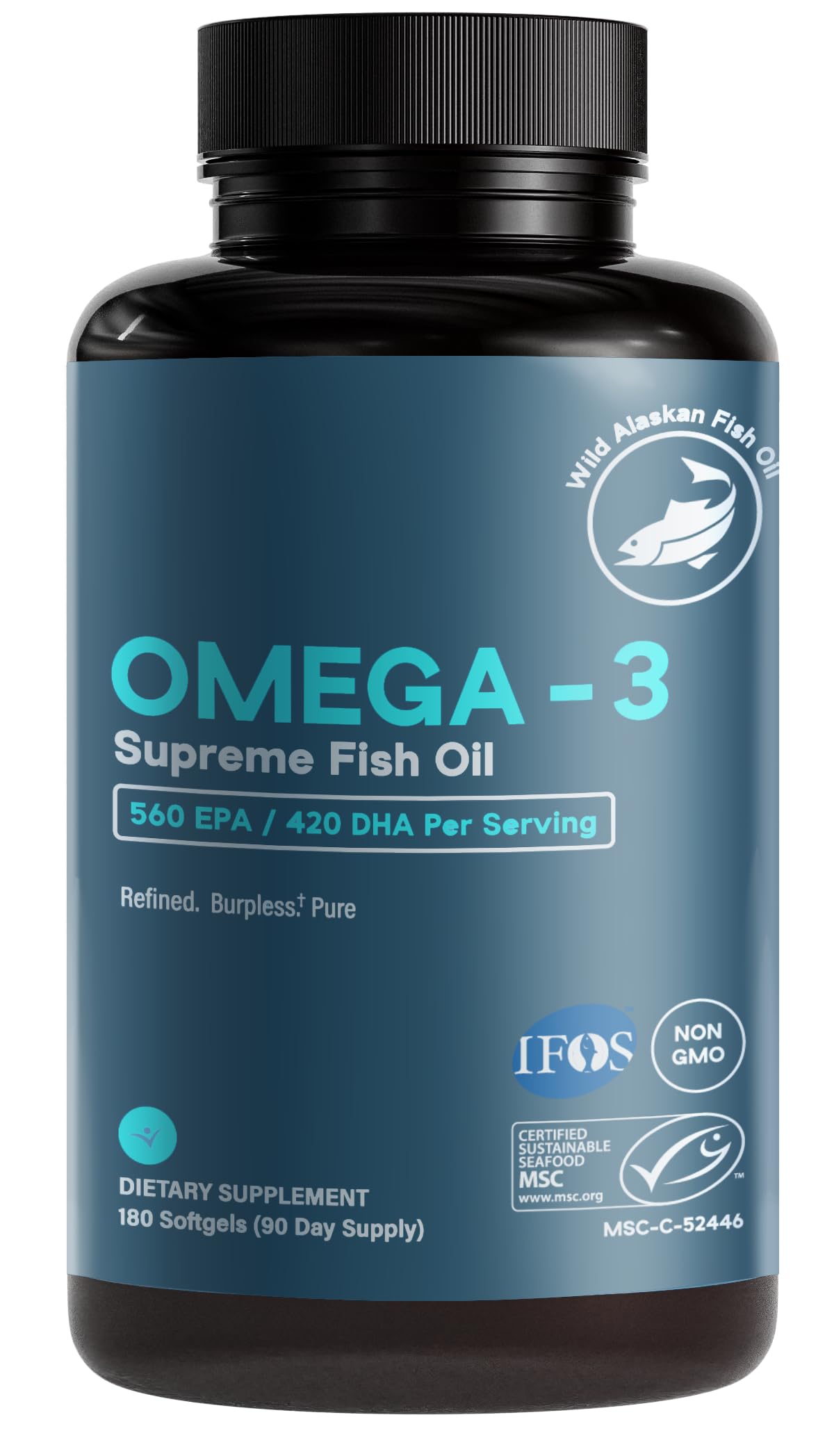 Life & Food Omega-3 Supreme 1400 mg Wild Alaskan Fish Oil Capsule, 180 Count