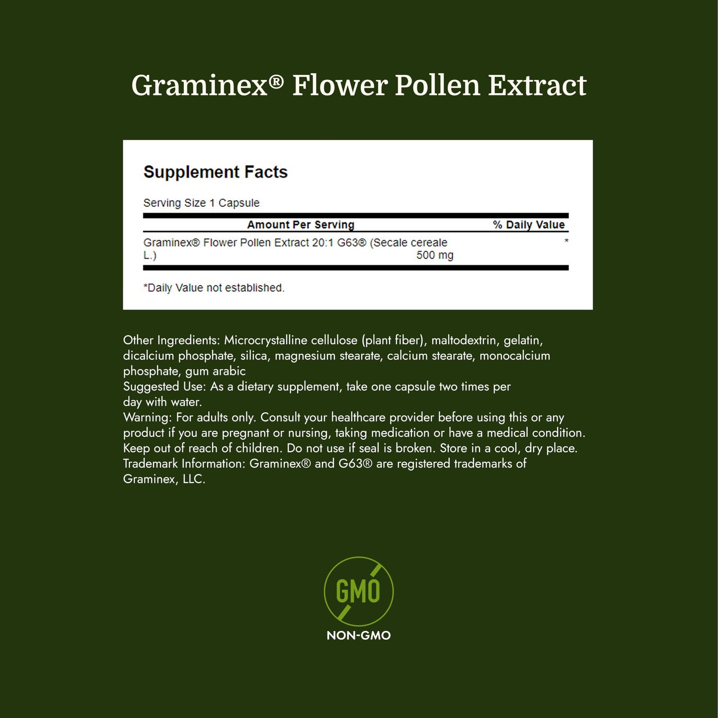 Swanson Graminex Flower Pollen Extract Capsules 60 Count
