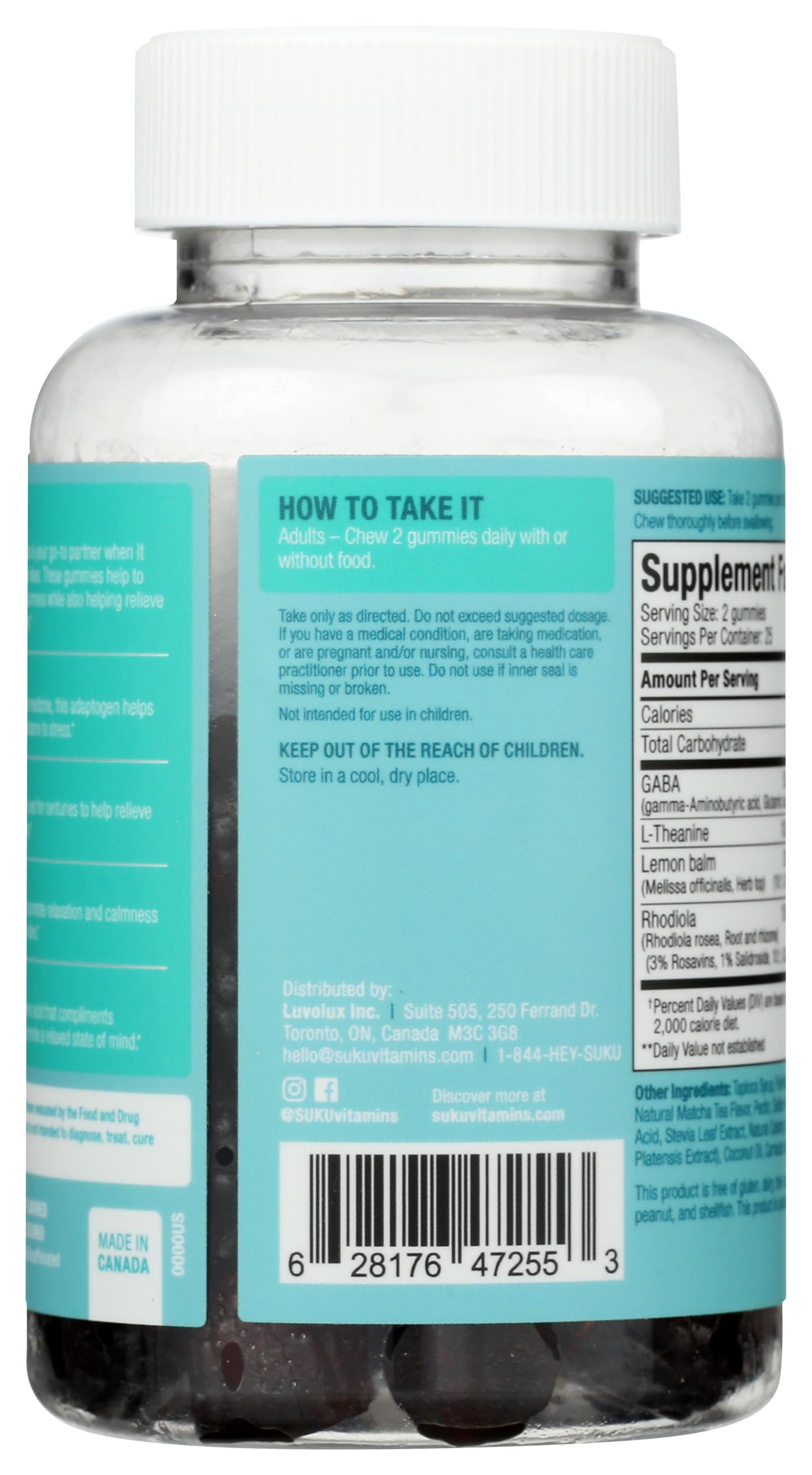 SUKU Buh Bye Stress Gummy Vitamins, 50 Count