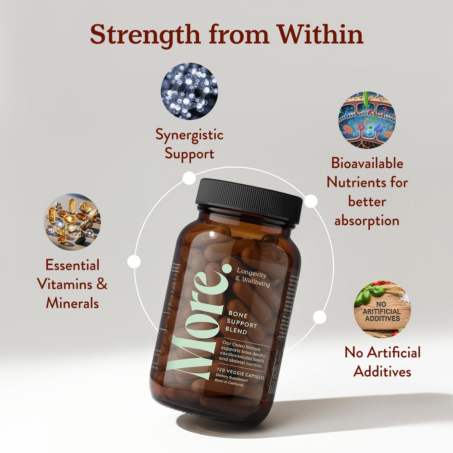 More. Longevity & Wellbeing Premium Calcium Supplement 120 Capsules
