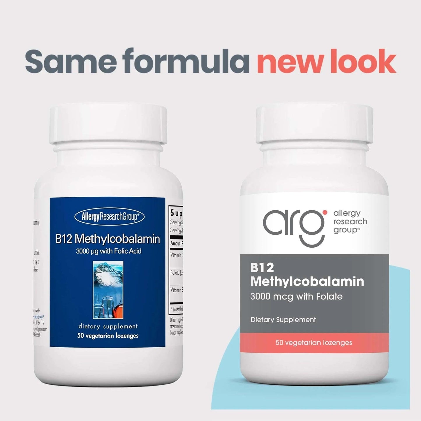 Allergy Research Group Nutricology B12 Methylcobalamin Supplement - Vitamin B12 and Folate, with 400mcg Folic Acid, Pure, Vegetarian Lozenges Capsule, 50 Capsules