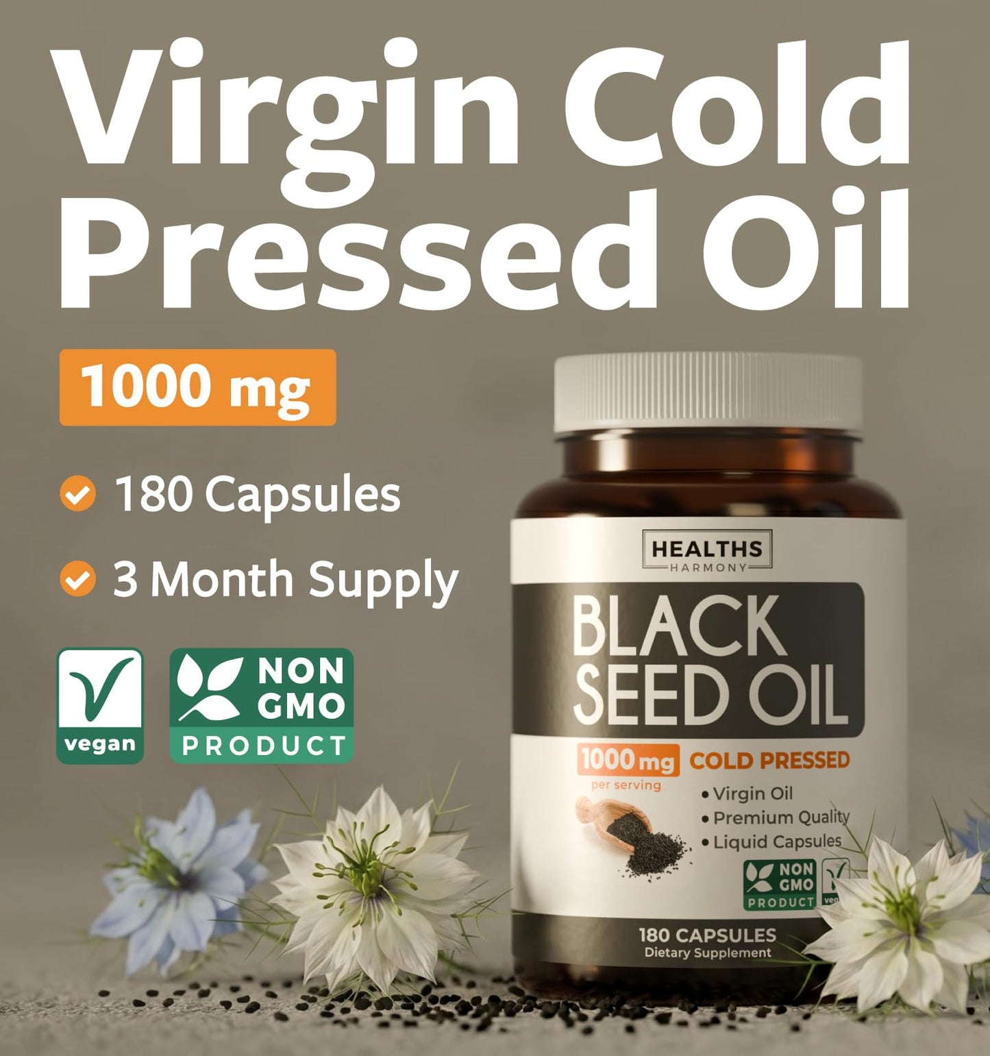 Healths Harmony Black Seed Oil Softgel Capsules 180