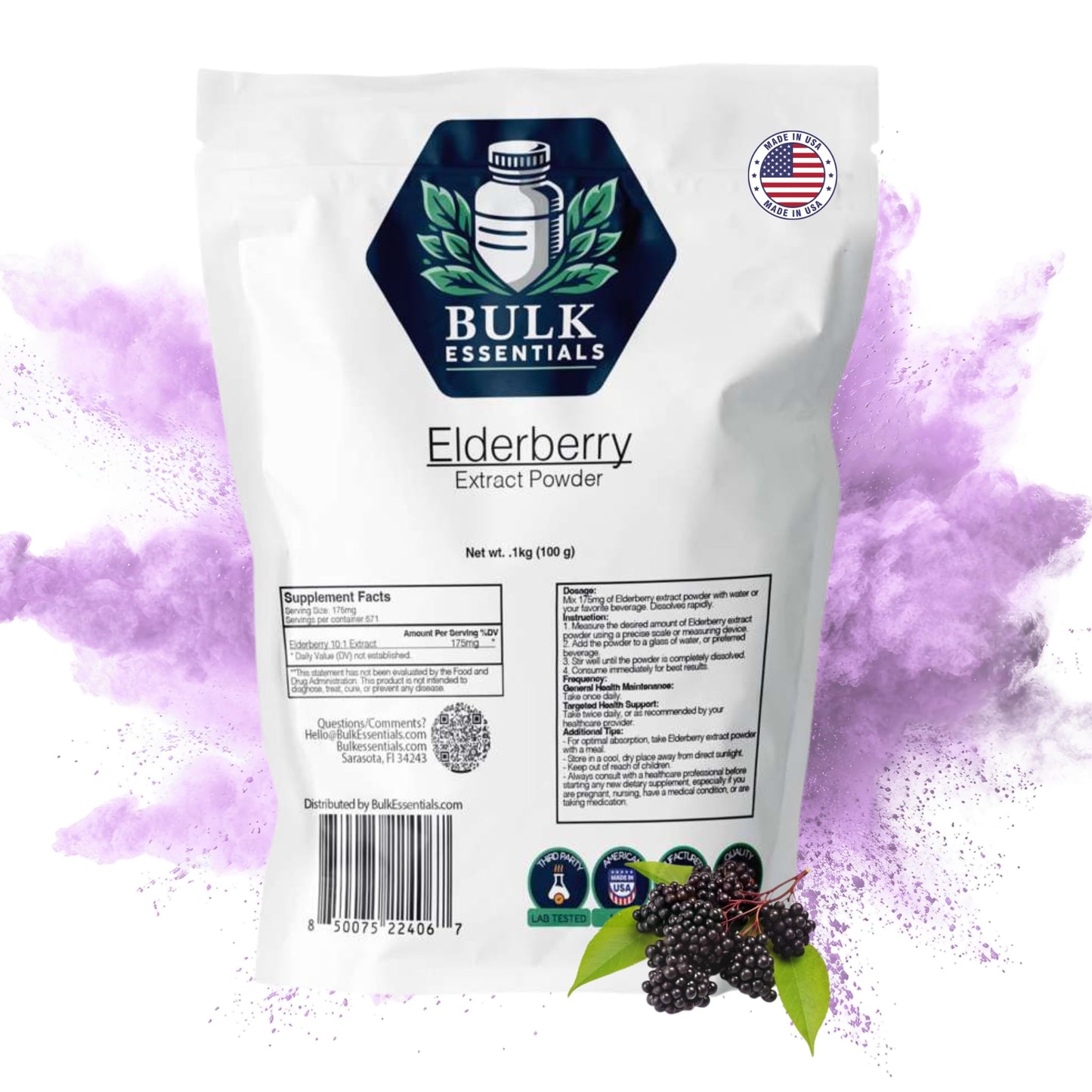 Bulk Essentials Elderberry Extract Powder w/Maltodextrin, 3.52 Ounce