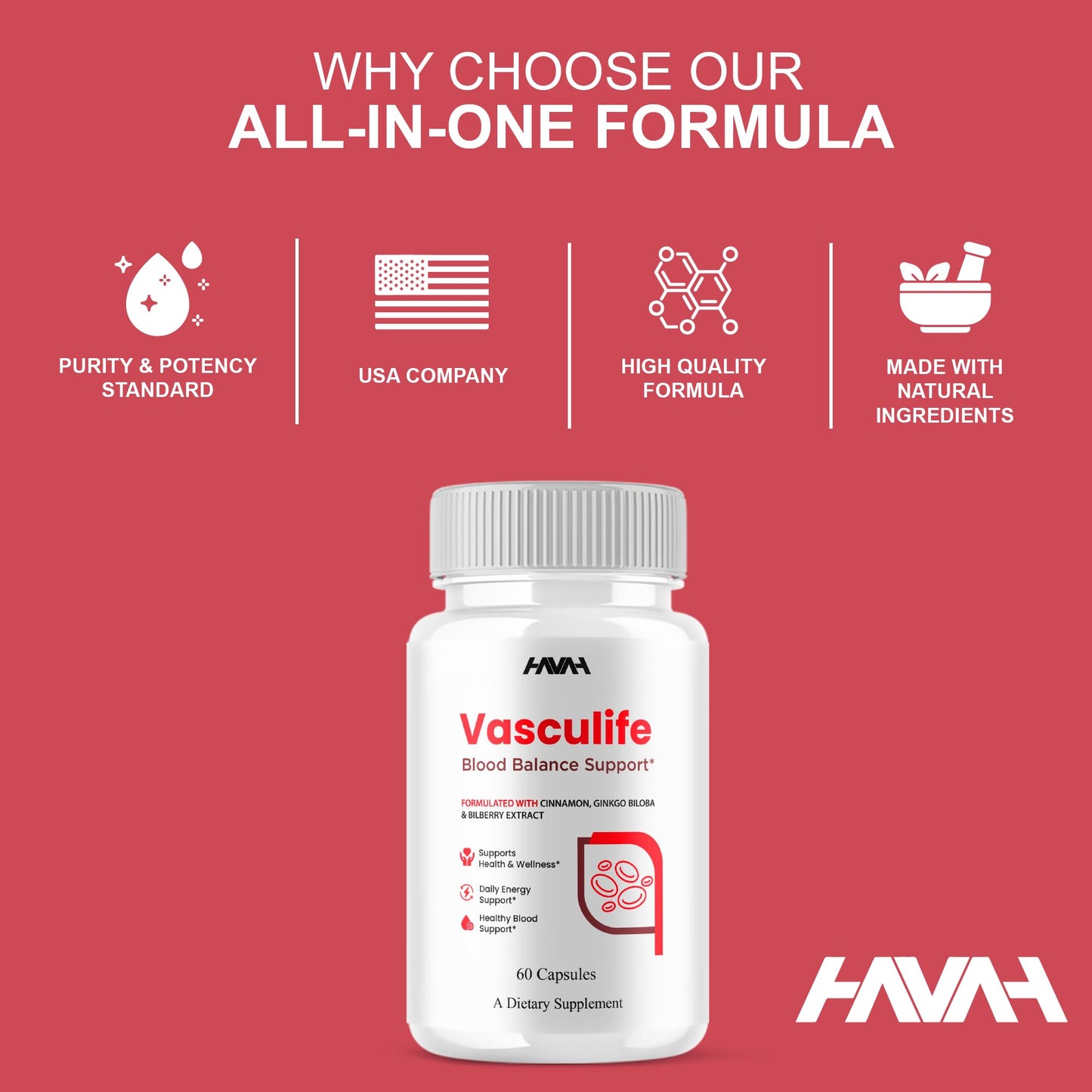 Havah VascuLife Blood Support Capsules, 300 Capsules