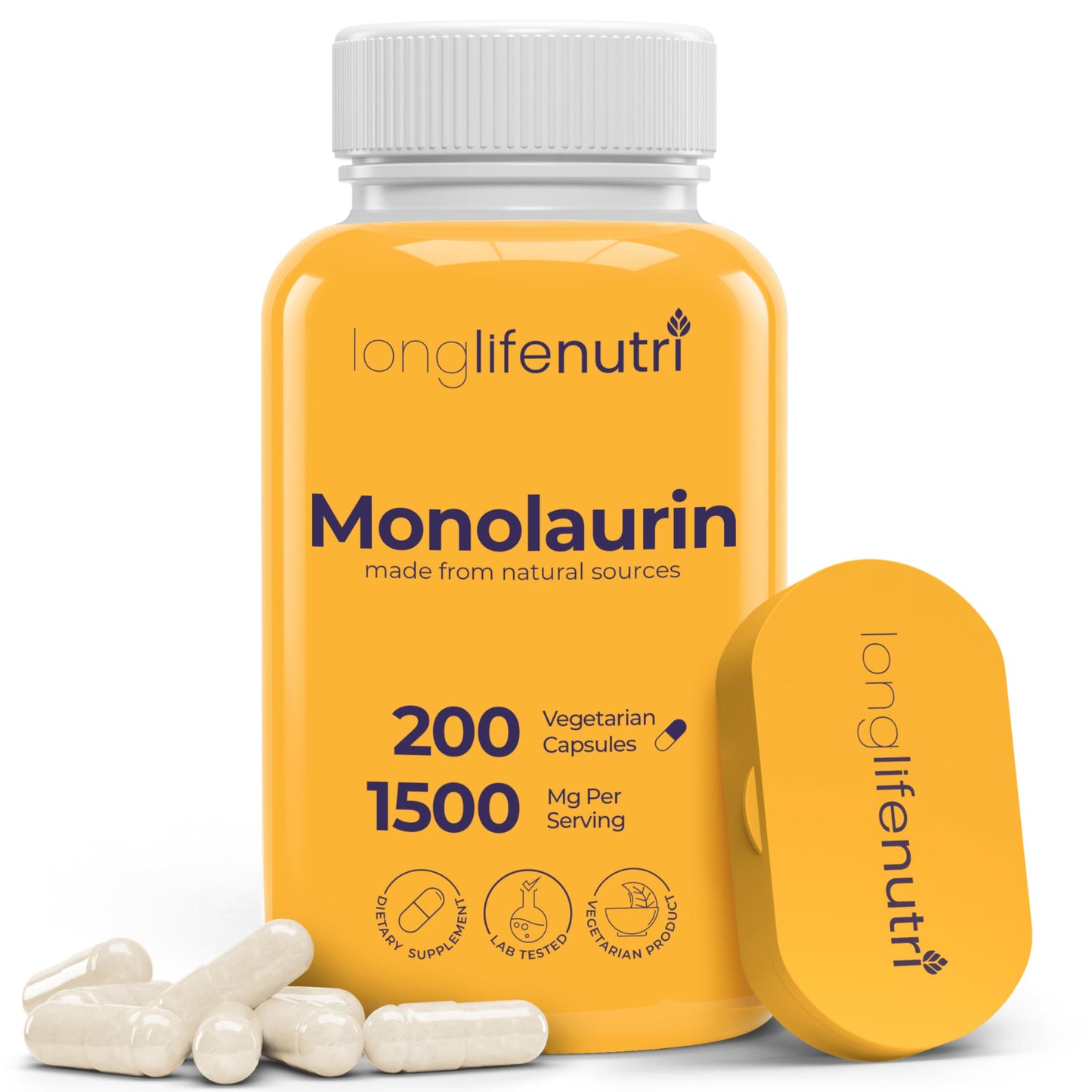 LongLifeNutri Monolaurin 1500mg Capsule 200 Count