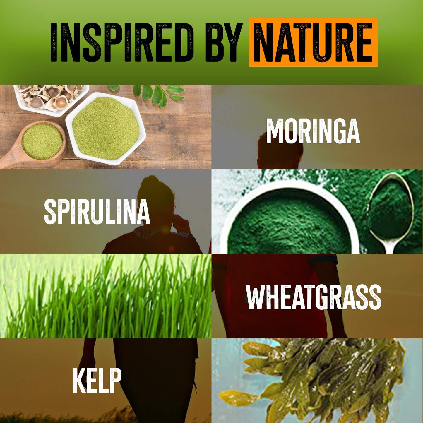 NutreeVit 100% Organic Powerful Superfood Formula Immune System Booster with Moringa, Spirulina, Wheatgrass, and Kelp Capsules, 200 Count