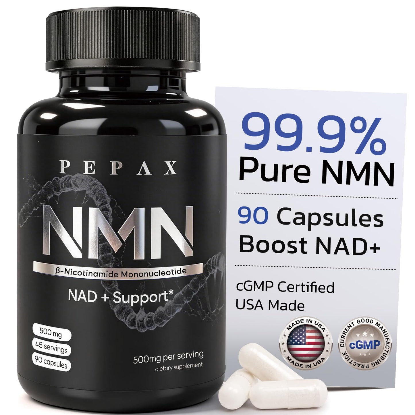 PEPAX NMN Supplement 500mg Capsule, 90 Capsules