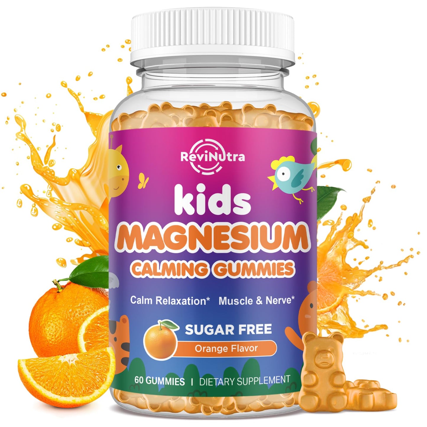 ReviNutra Calm Magnesium Glycinate Gummies 60 Count
