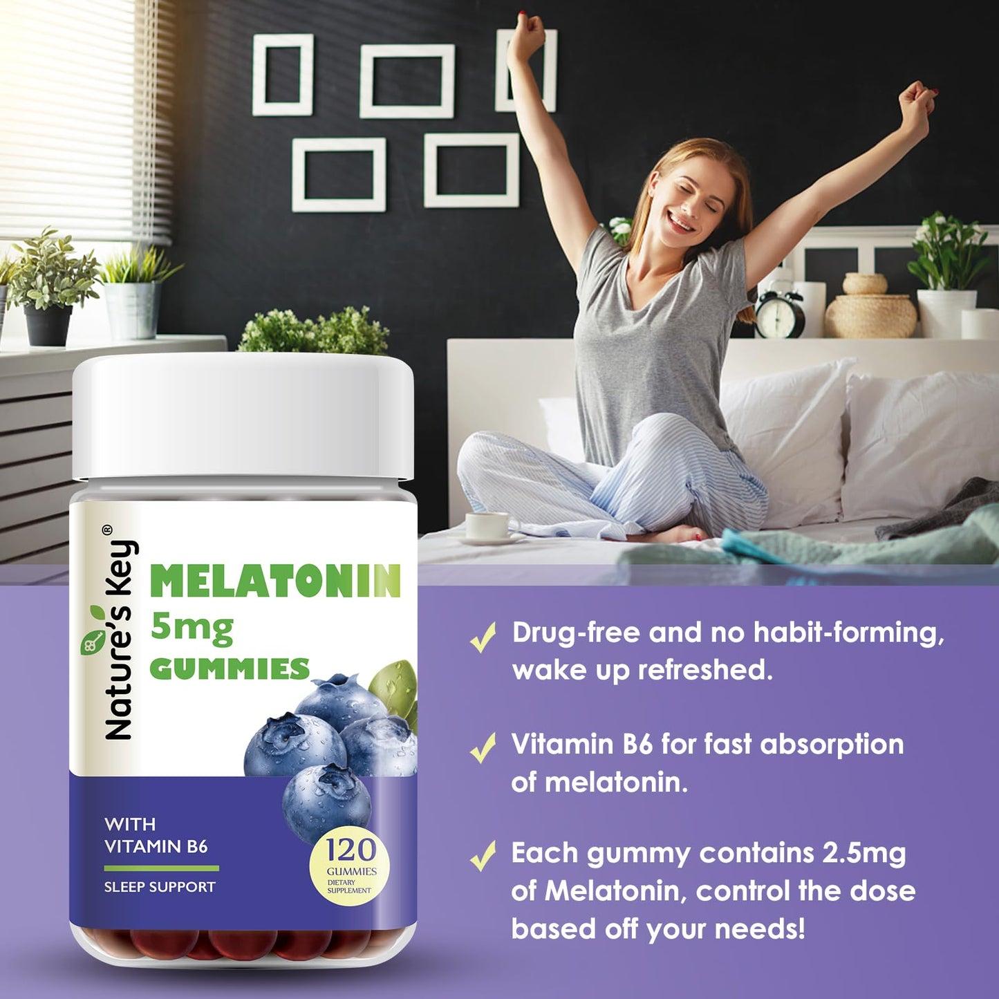 Nature's Key Melatonin Gummies for Kids & Adults 120 Count
