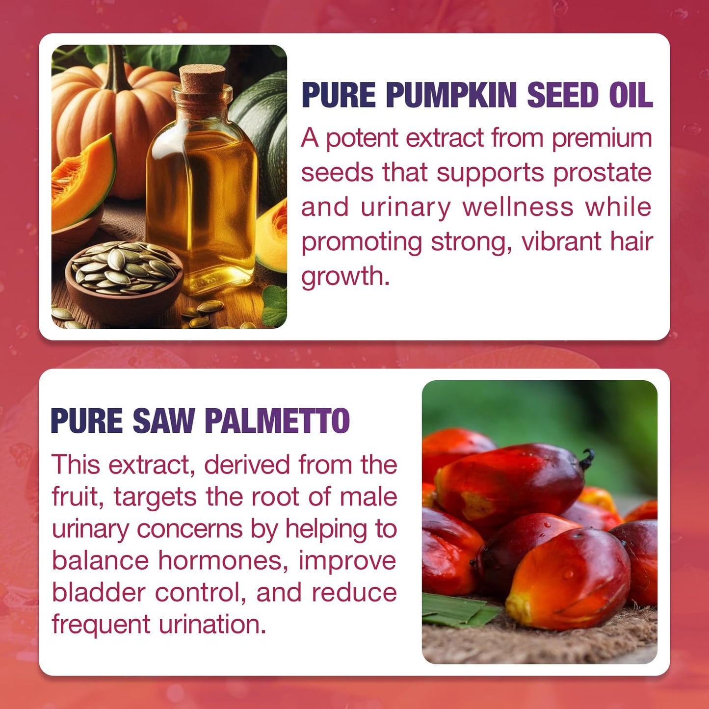 Haohan Pumpkin Seed Oil Gummies with Saw Palmetto for Hair Growth in Women & Men - Organic Hair Skin & Nails Supplement with High-Purity Extract - Raspberry Flavor, Sugar-Free, Non-GMO, 2 Bottles