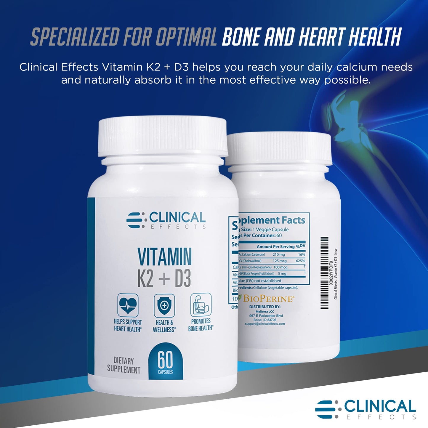Clinical Effects Vitamin K2 + D3 Capsules 180