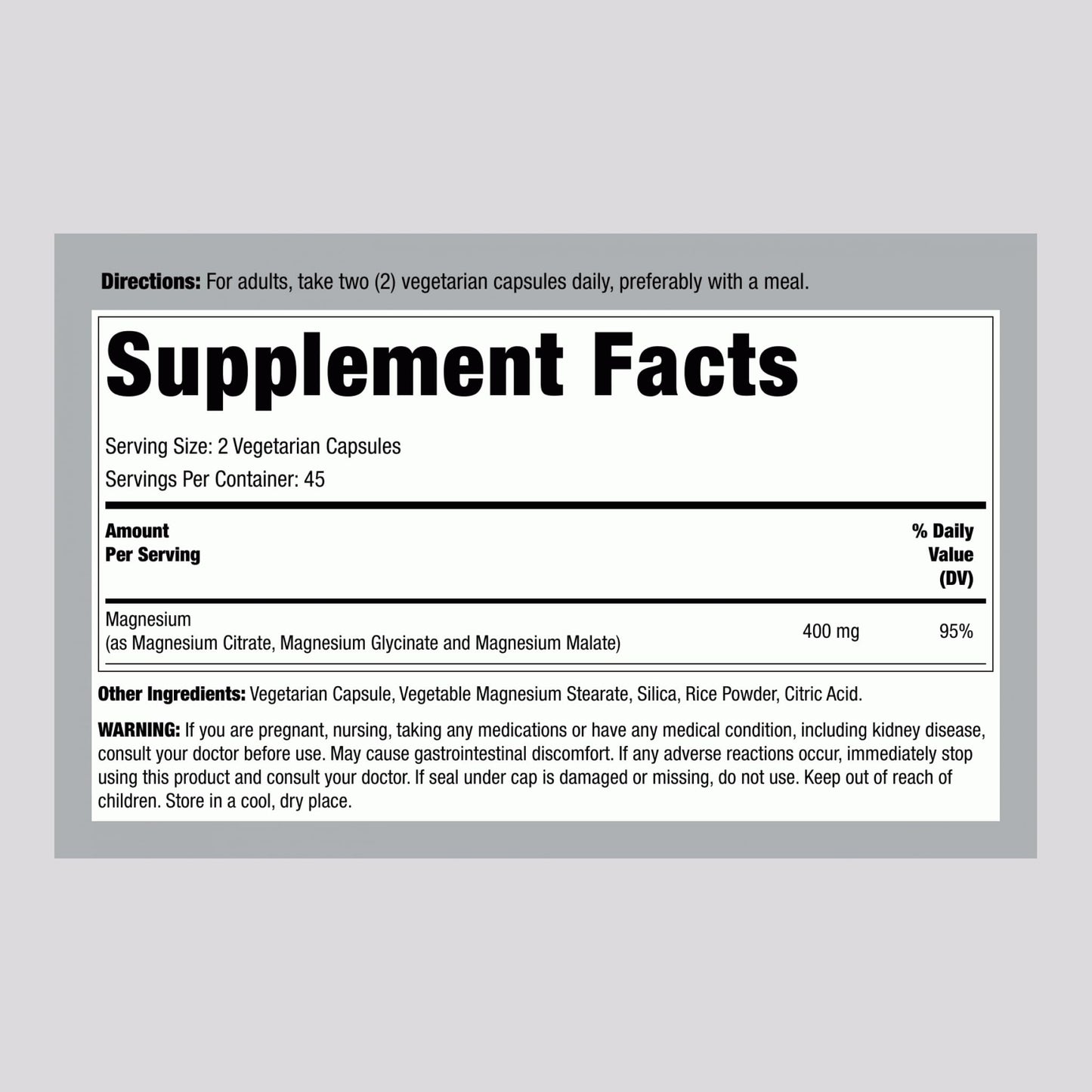 Lindberg Triple Magnesium Complex 400 mg Capsule, 90 Count