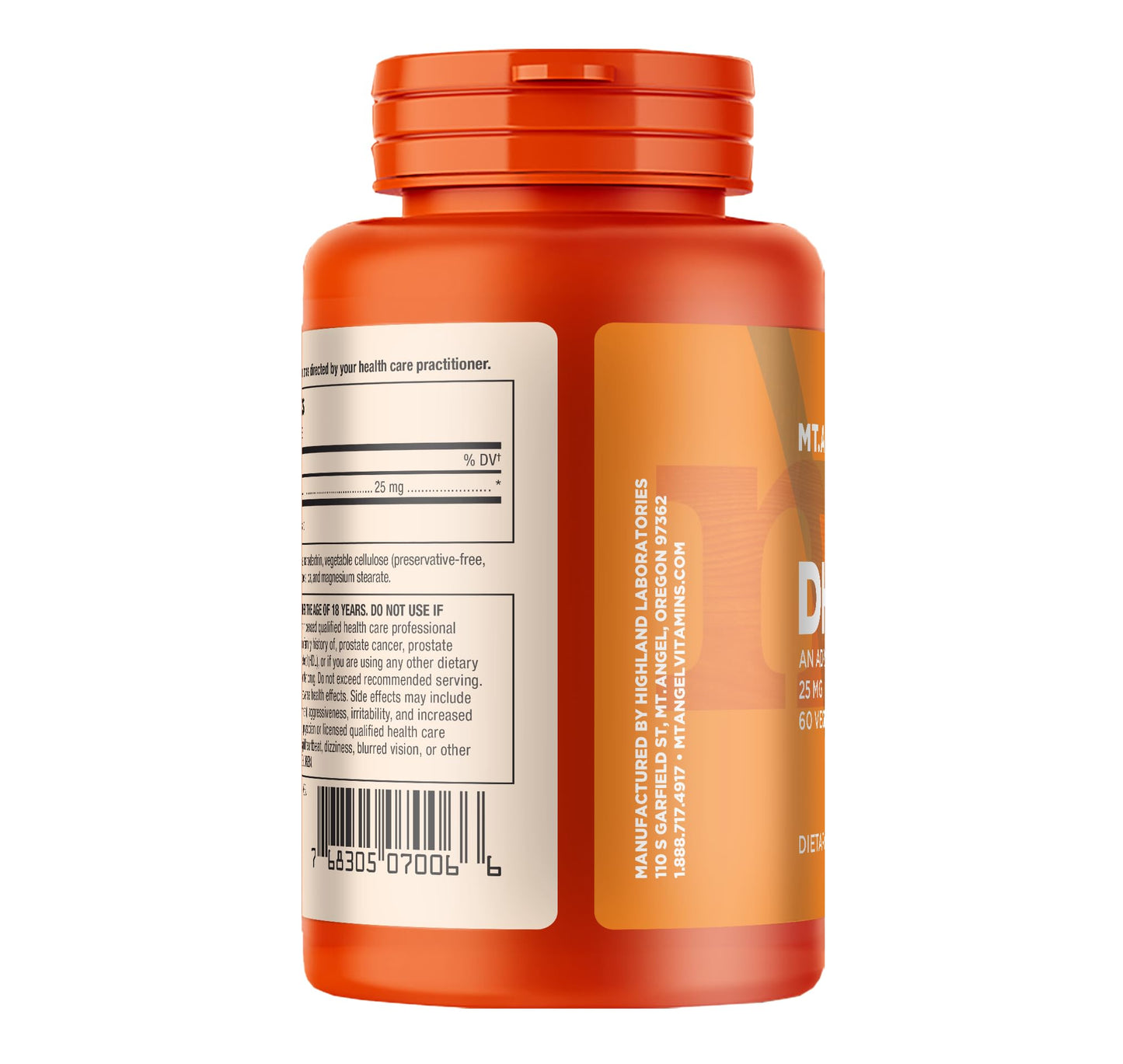 Mt. Angel Vitamins Pure DHEA 25mg Capsule, 60 Capsules