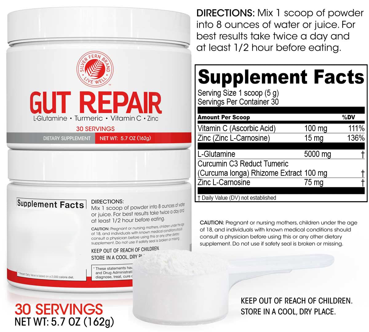 Silver Fern Gut Repair Digestive Health Supplement Powder 11.4