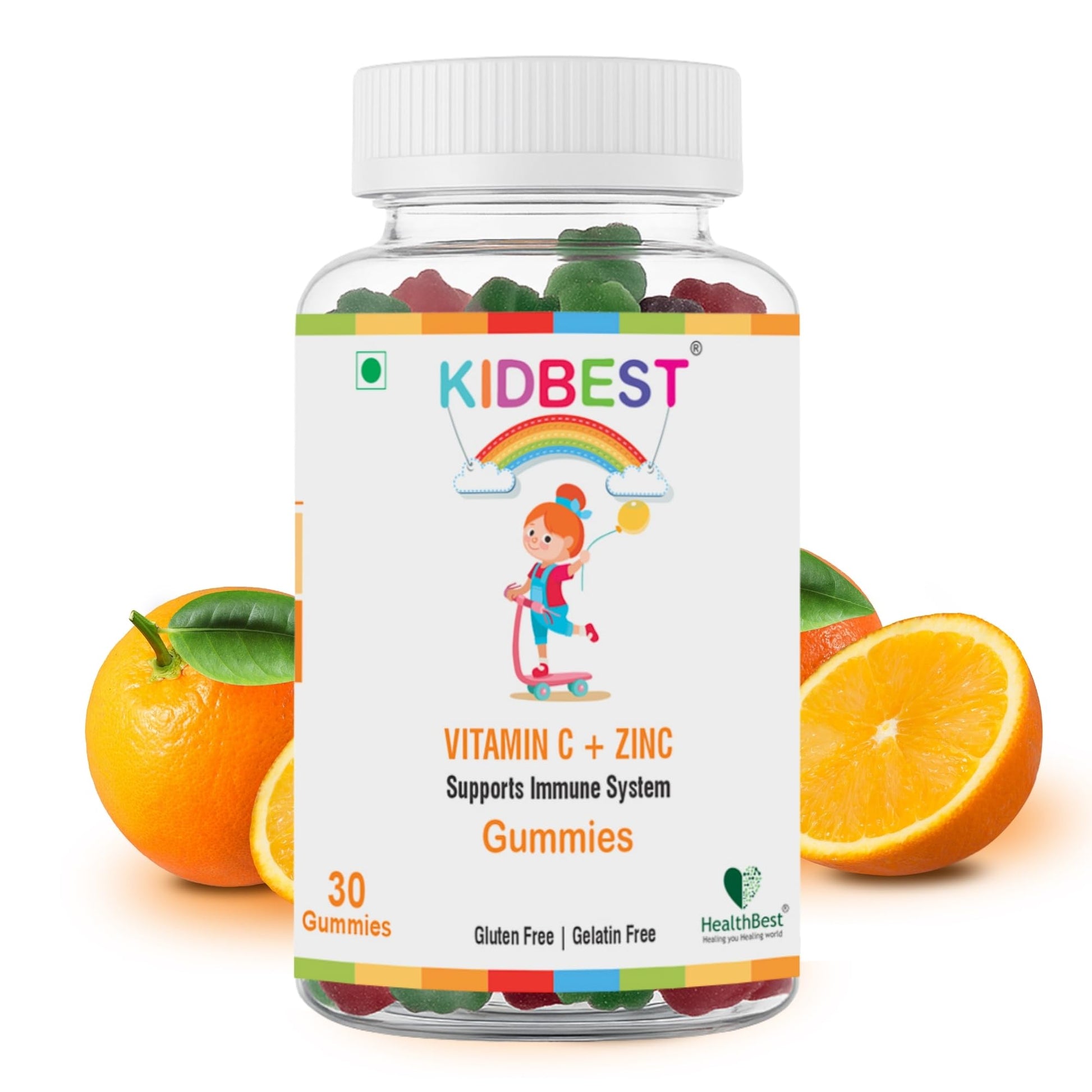 HealthBest Kidbest Vitamin C + Zinc Gummies for Kids 30 Gummies