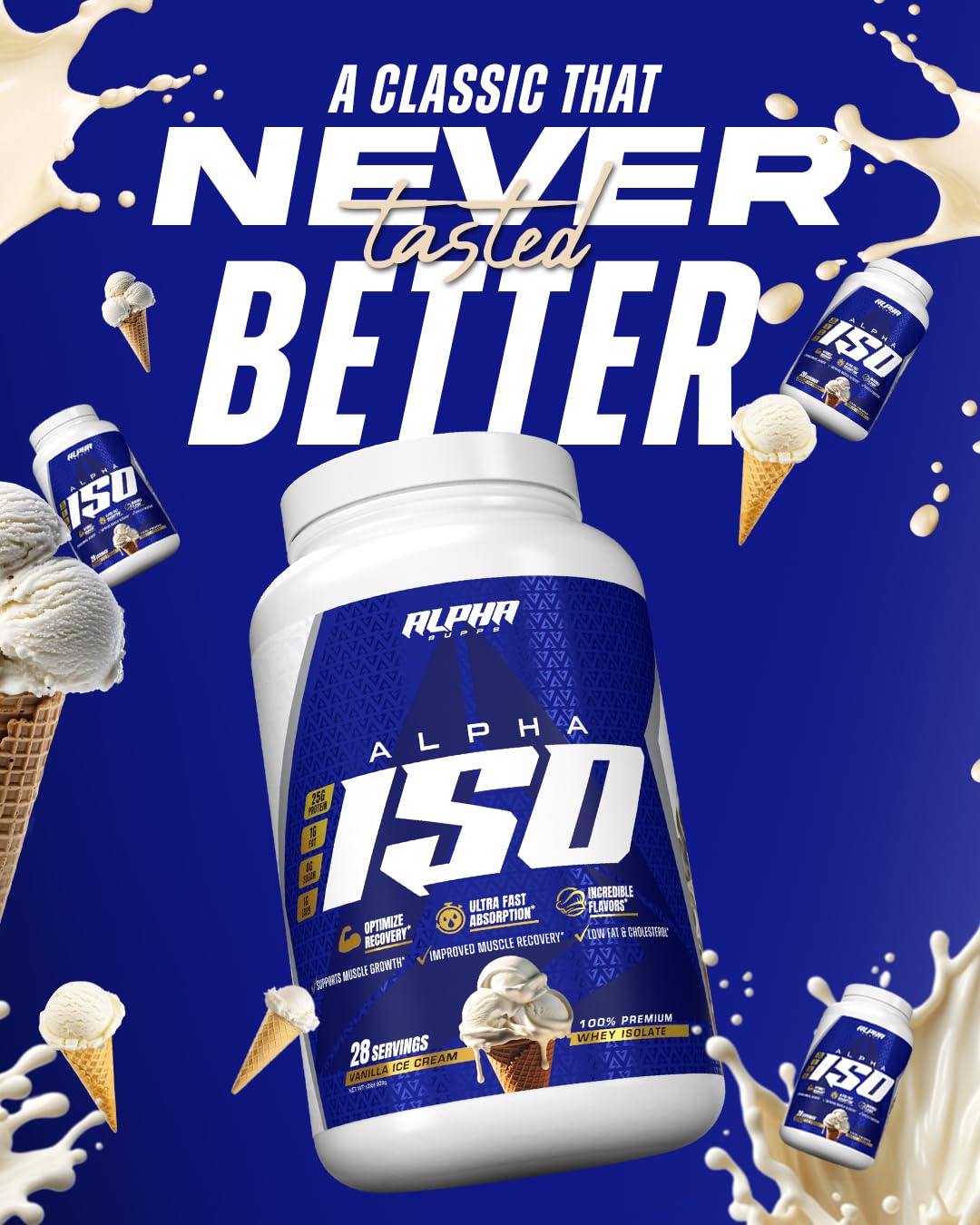 Alpha Supps ISO Low Carb 100% Whey Protein Isolate Powder, 32 Servings