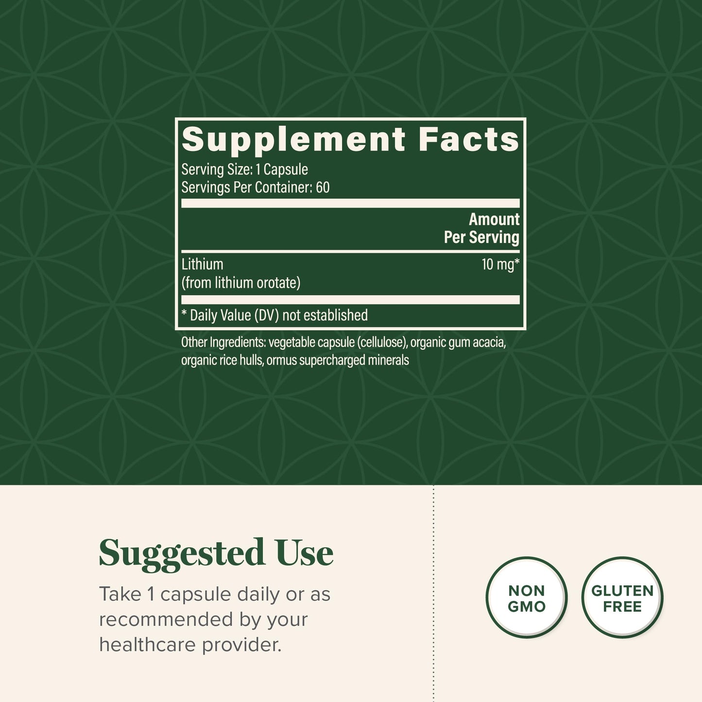 Global Healing Center Lithium Orotate 10mg Capsule, 120 Capsules