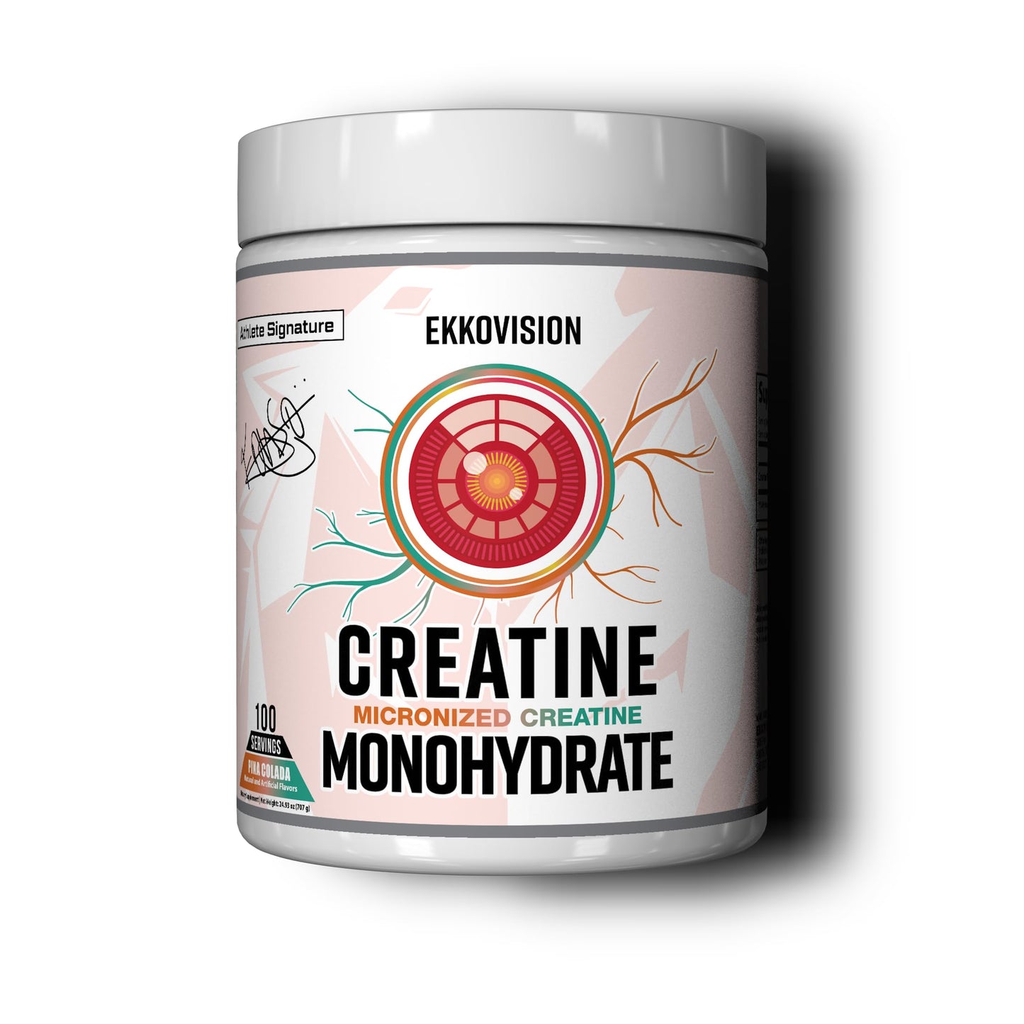 Ekkovision Creatine Monohydrate Powder, Micronized, Pina Colada, 100 Servings