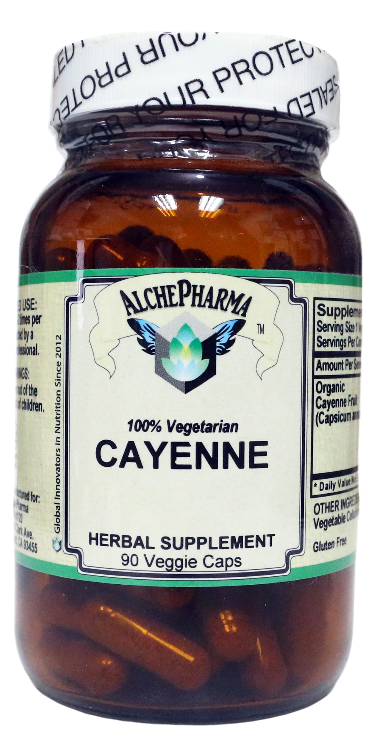 AlchePharma Cayenne Fruit - Organic 500mg Capsicum Annuum Capsules 1 Capsule