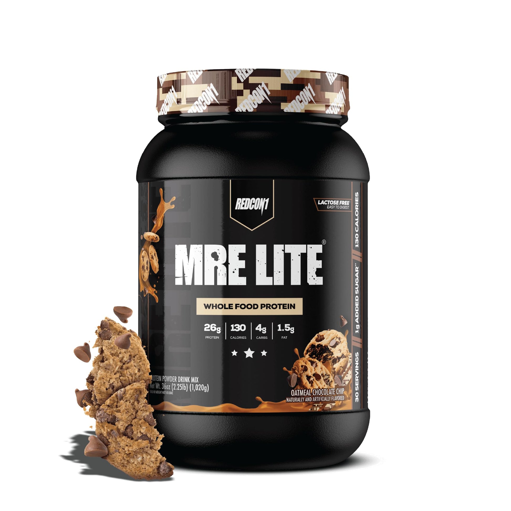 REDCON1 MRE LITE Whole Food Protein Powder Oatmeal Chocolate Chip, 30 Servings