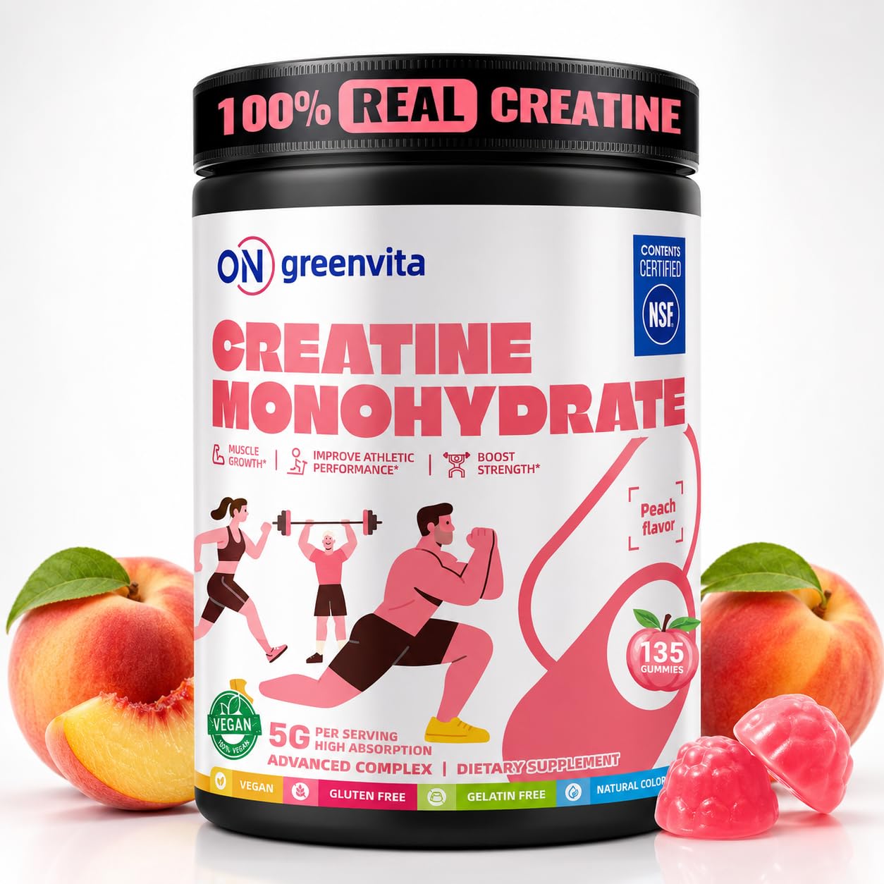 ON GREENVITA NUTRITION Creatine Monohydrate Gummies 135 Gummies