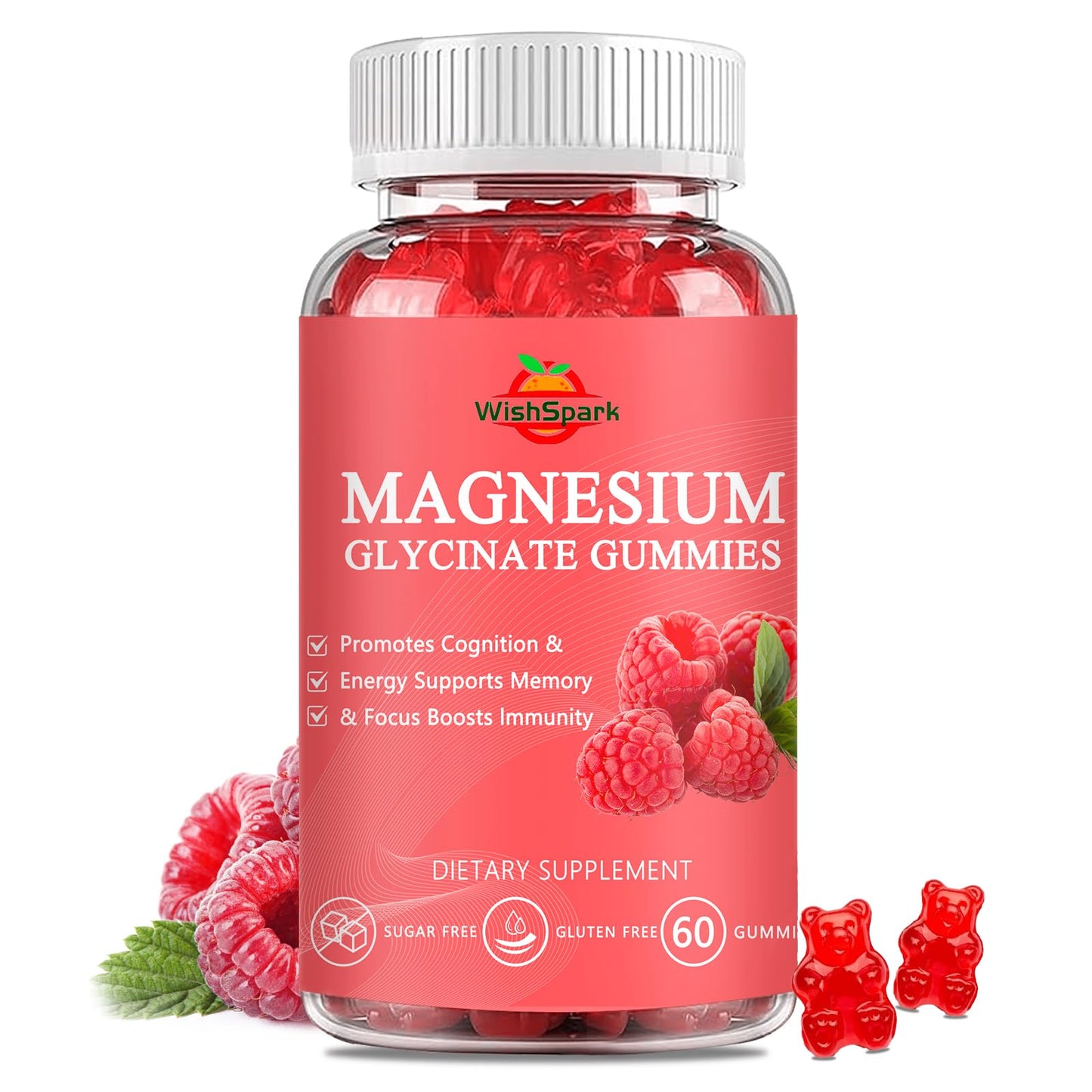WISHSPARK Magnesium Glycinate Gummies 500mg, 60 Gummies