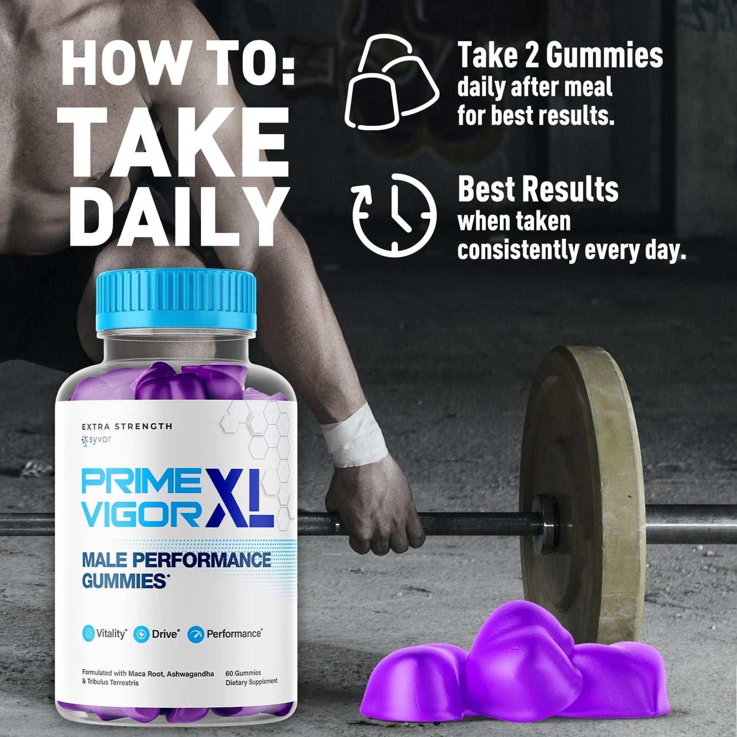 Syvor Prime Vigor XL Gummies Maximum Strength 1000 mg, 60 Gummies