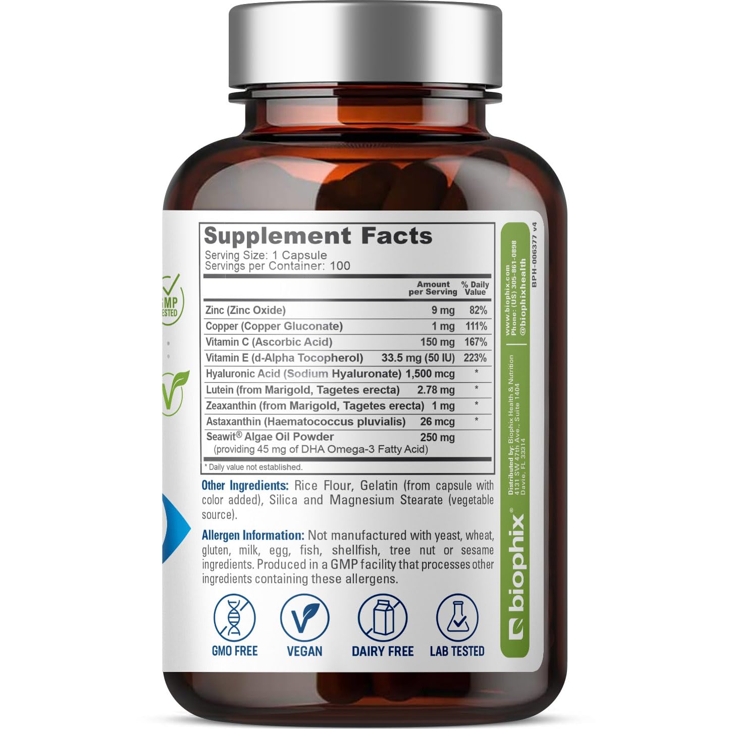 Biophix Retinal Support Maximum Strength Complex Formula Capsule, 100 Capsules
