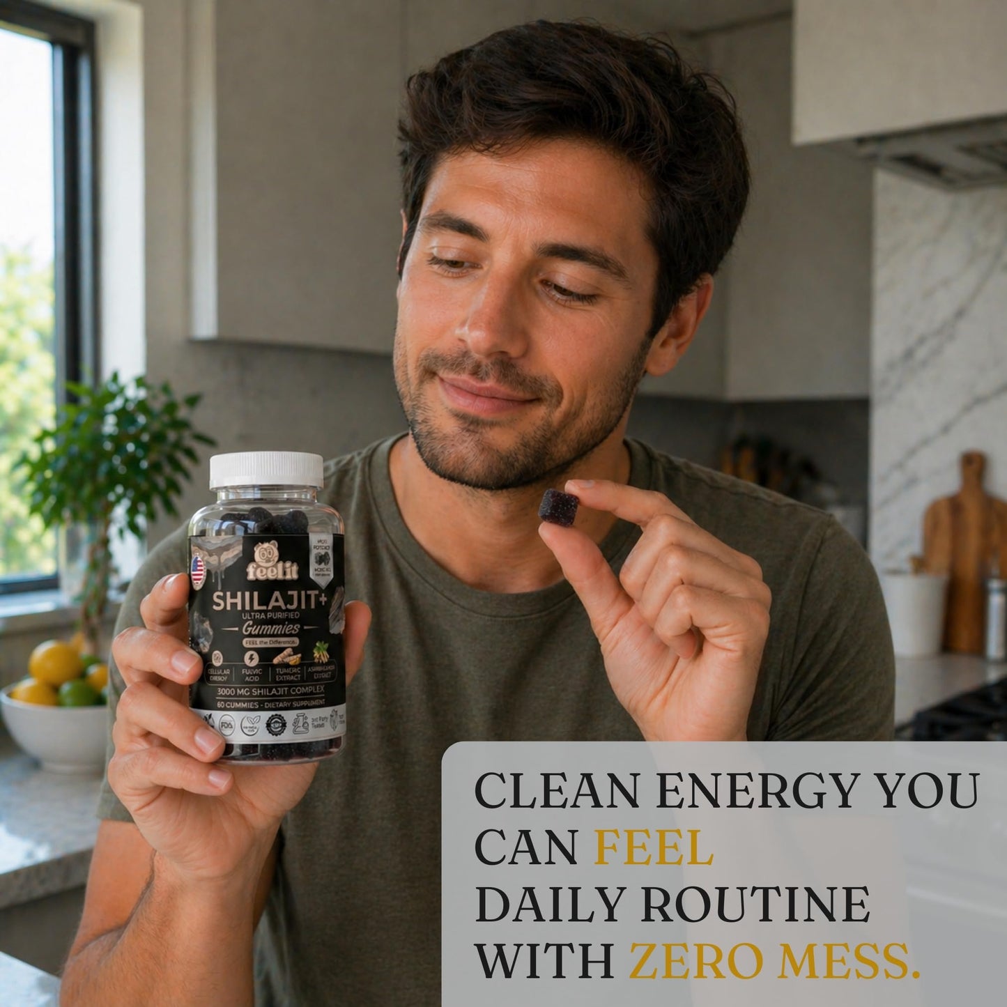 Feel It Gummies Shilajit – 3000mg per Gummy with Fulvic Acid, Ashwagandha & Turmeric, Natural Energy, Focus & Immune Support, 60 Gummies