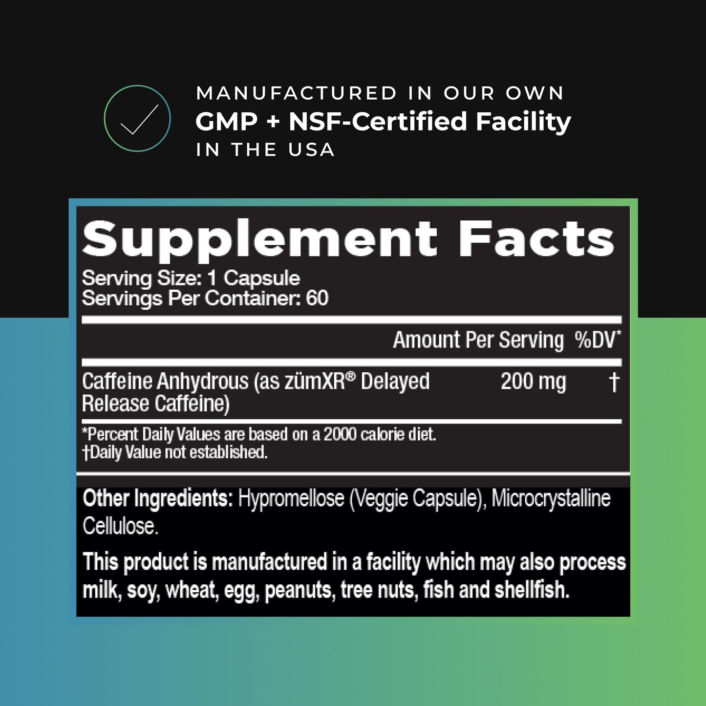 RAW Synergies Delayed Release Caffeine Capsules 60