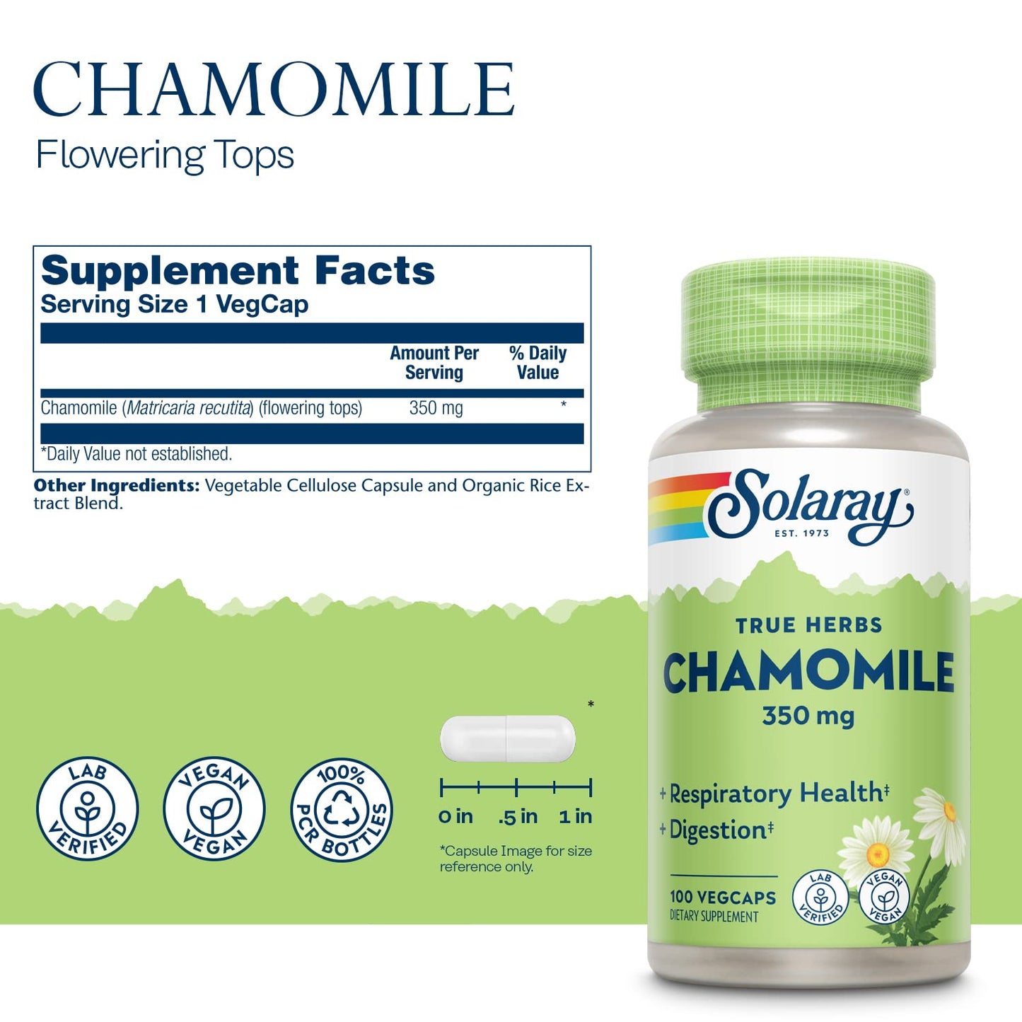 Solaray Chamomile Capsules, 100 Capsules