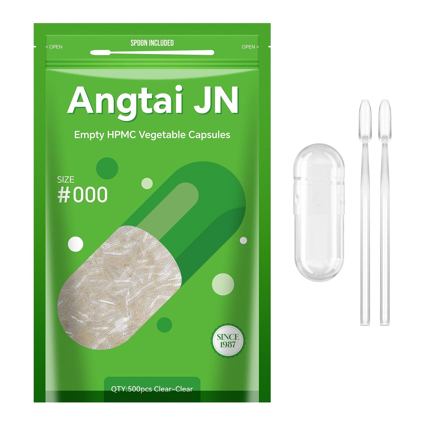 Angtai JN Empty Vegan Capsule Size 000, 500 Count