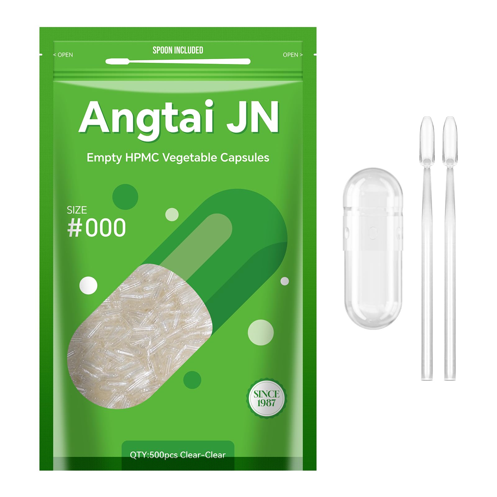 Angtai JN Empty Vegan Capsule Size 000, 500 Count