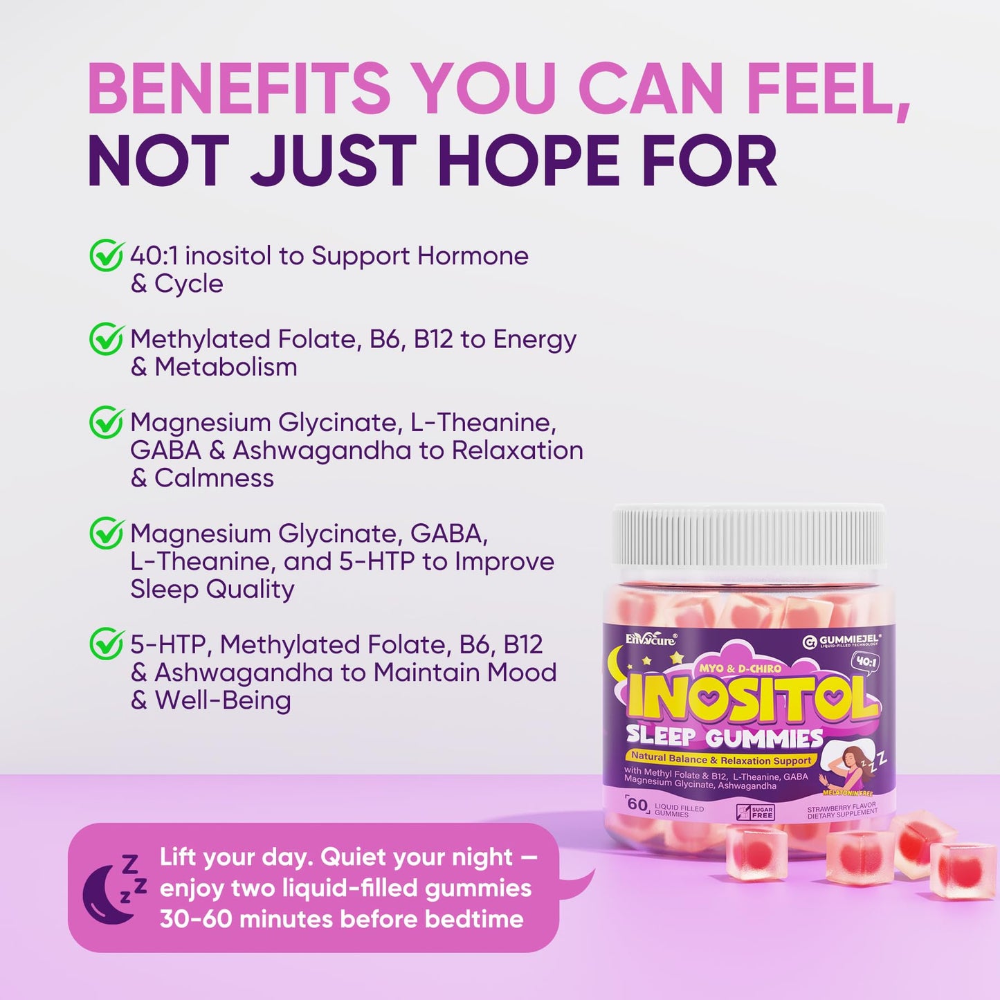 EnvyCure Myo-Inositol & D-Chiro Inositol Gummies, 60 Count