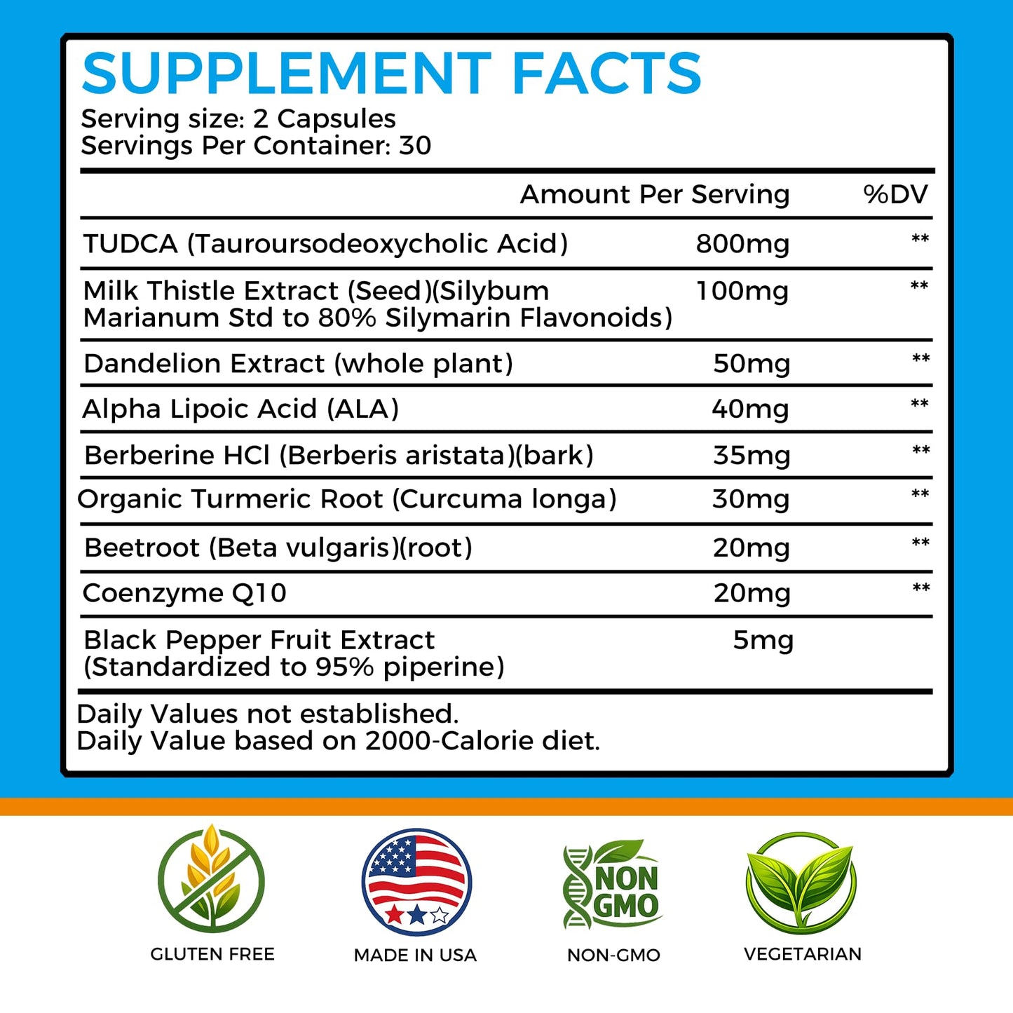 KPUQJAPG TUDCA Supplement 1100mg Liver Detox & Cleanse Capsules, 60 Count
