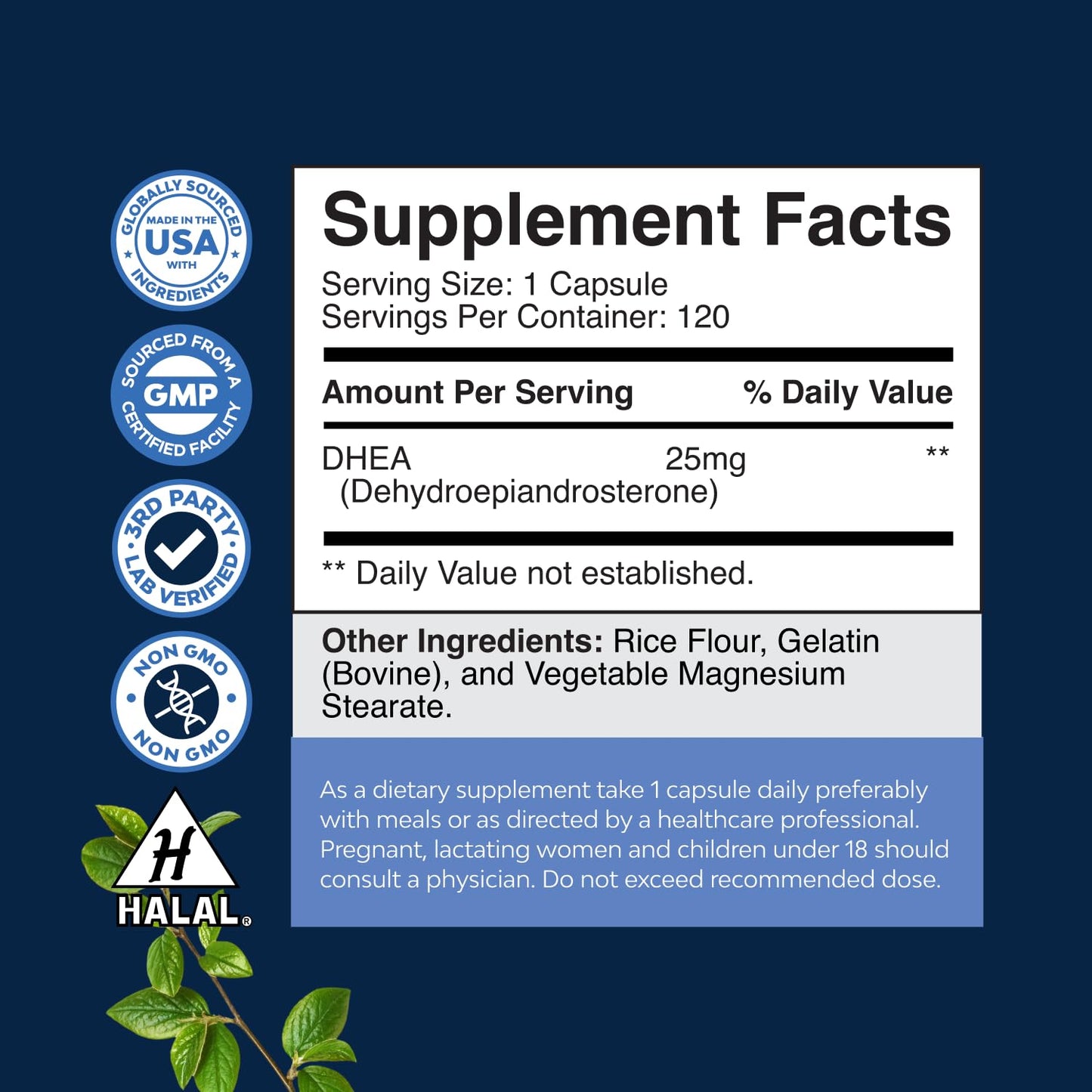 Natures Craft DHEA 25mg per Serving Capsule, 120 Count