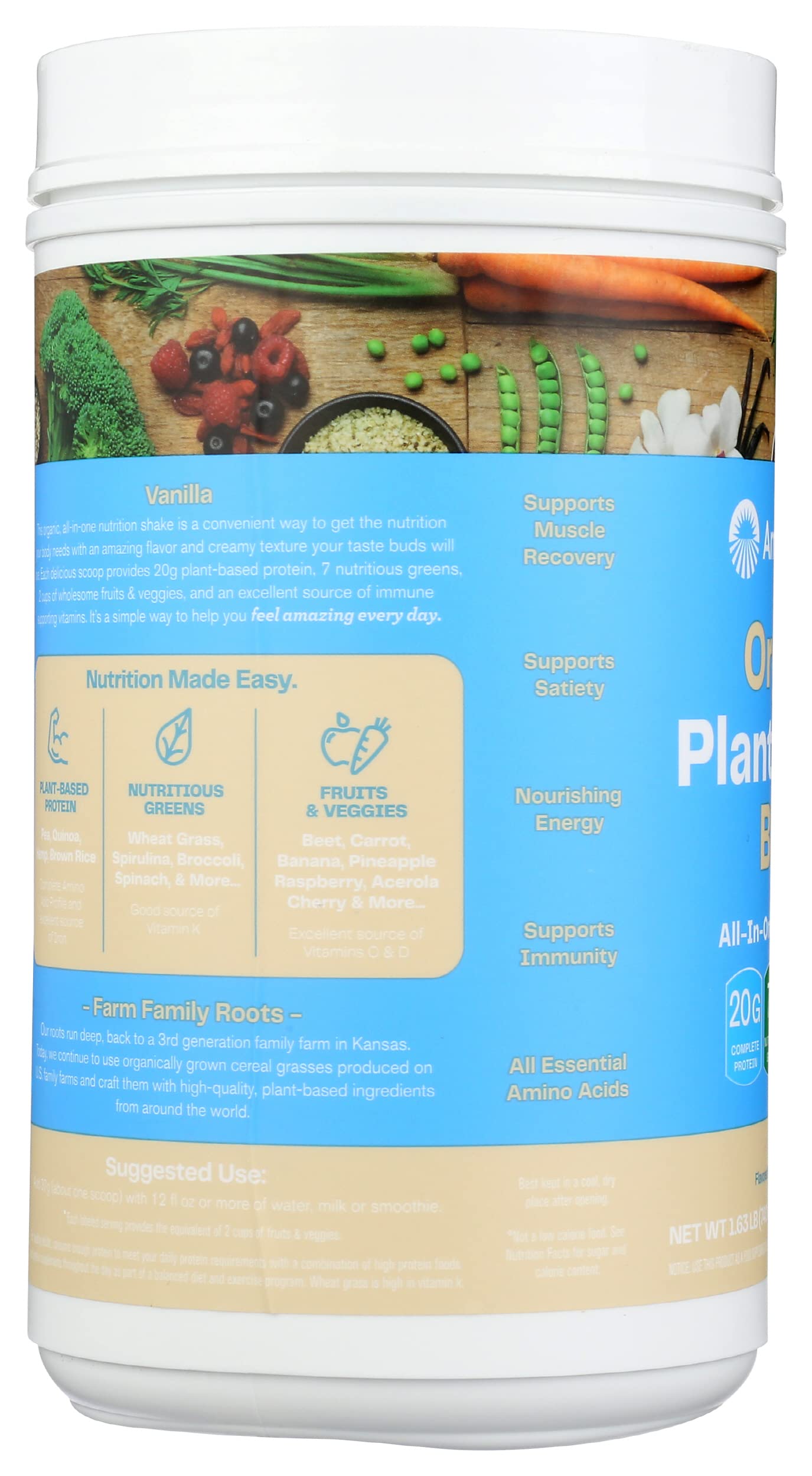 Amazing Grass Protein Superfood Powder, Organic Pure Vanilla, 20 Servings