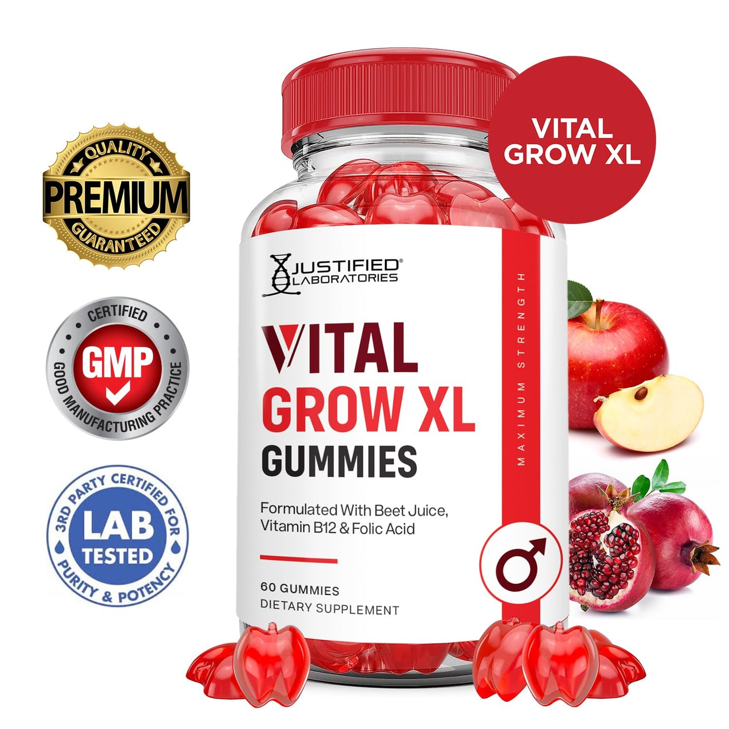 Justified Laboratories Vital Grow XL Gummies 60 Count