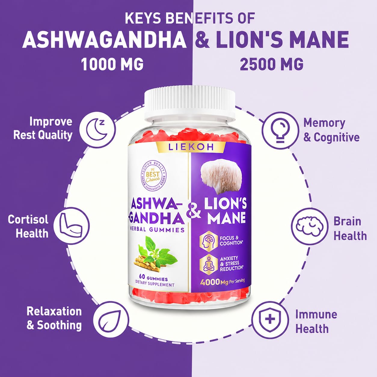 Liekoh Ashwagandha Gummies 60 Count