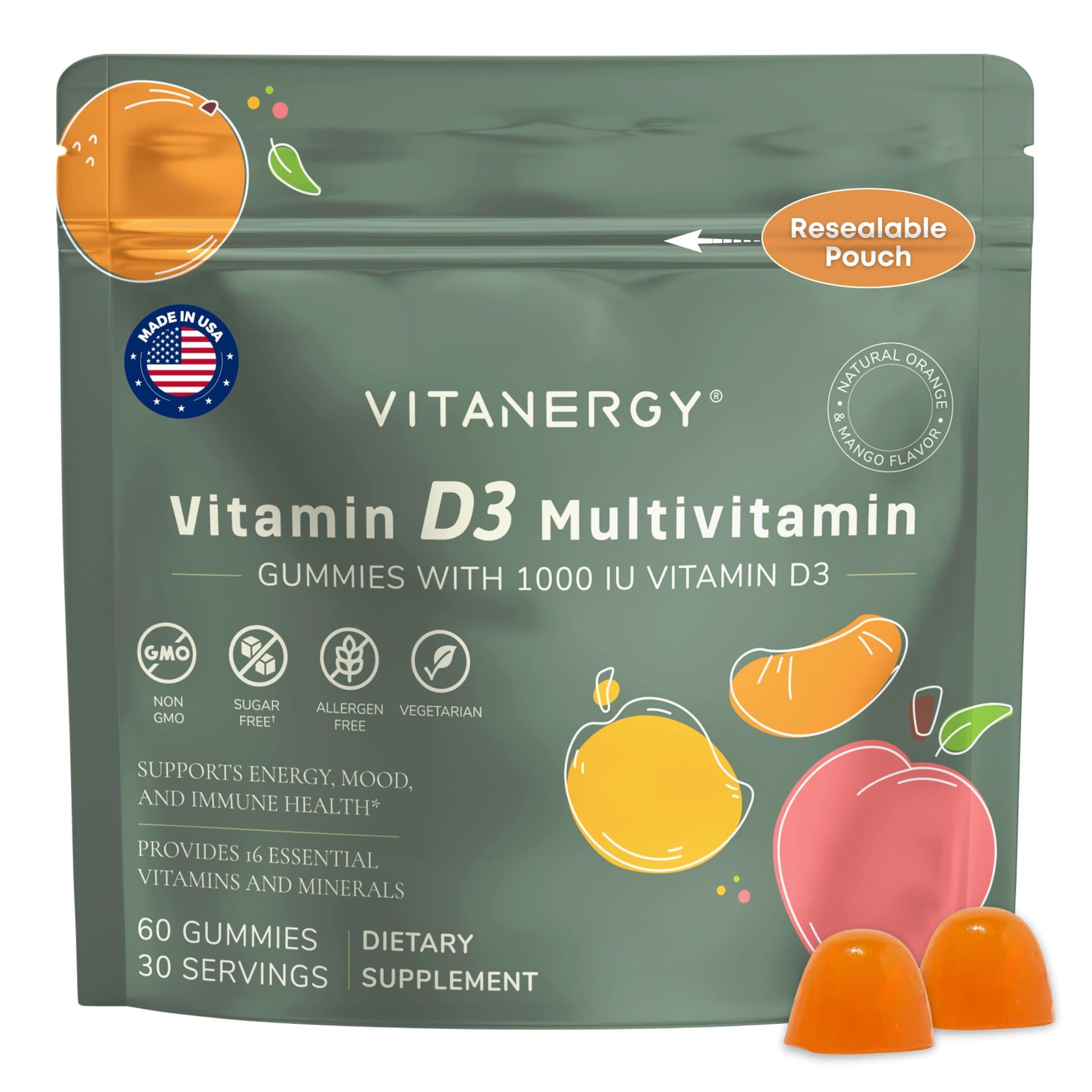Vitanergy Multivitamin Women Gummies with Vitamin D3 K2, 60 Gummies