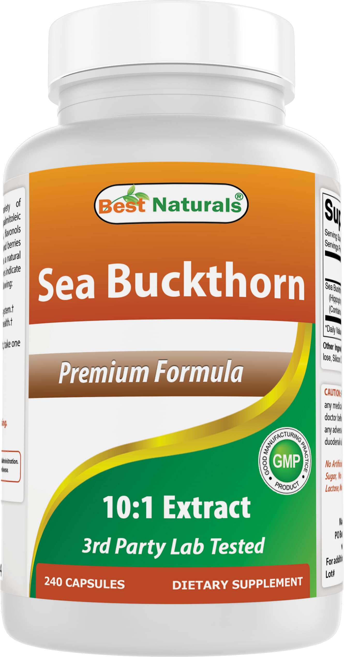 Best Naturals Sea Buckthorn Oil Powder Extract 10:1 500 mg 240 Capsules