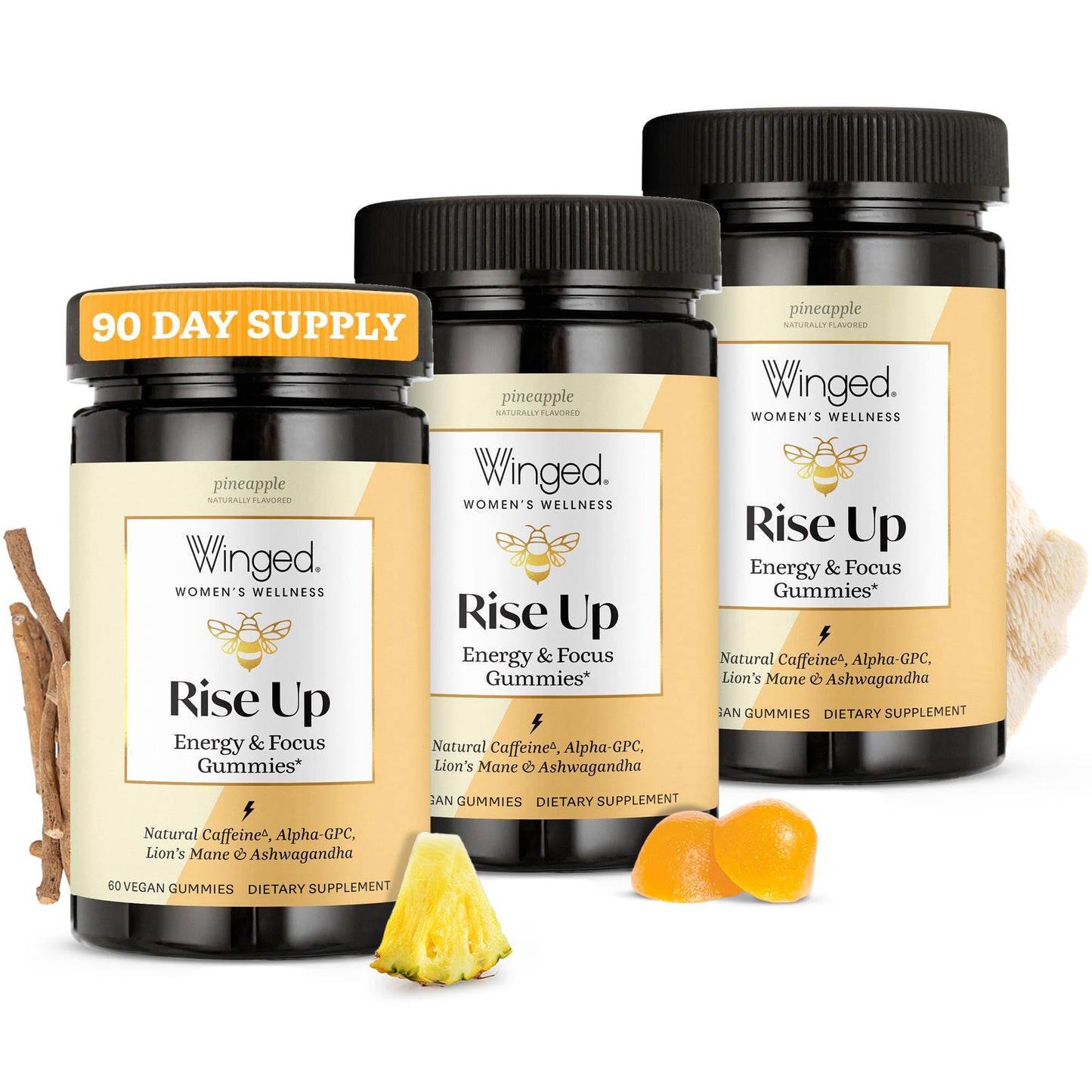 Winged Wellness Rise Up, Energy & Focus Gummies for Women, 180 Gummies