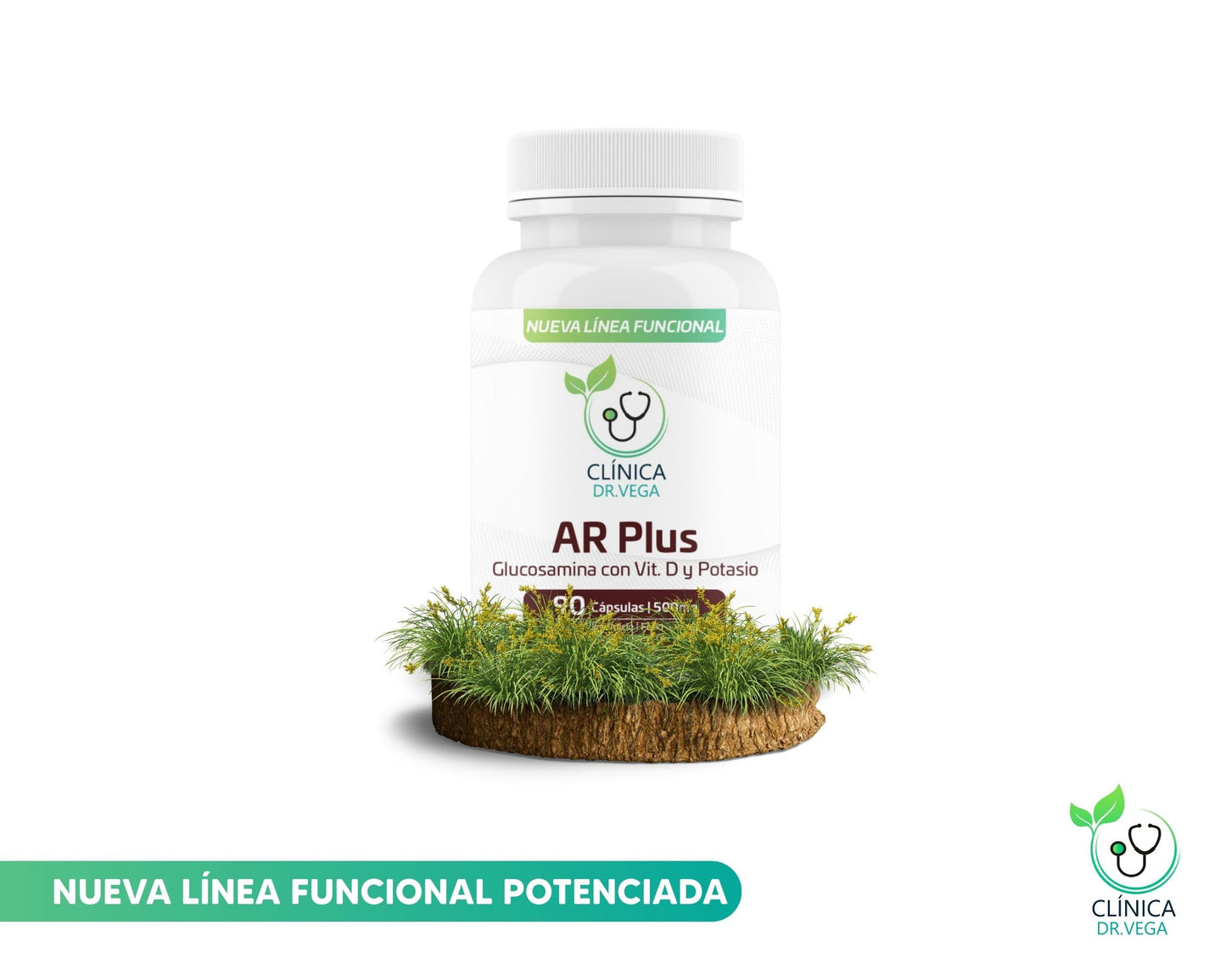 CLÍNICA DR. VEGA Ar Plus Vegan Glucosamine HCL + Magnesium Citrate with Vitamin D, 90 Capsules