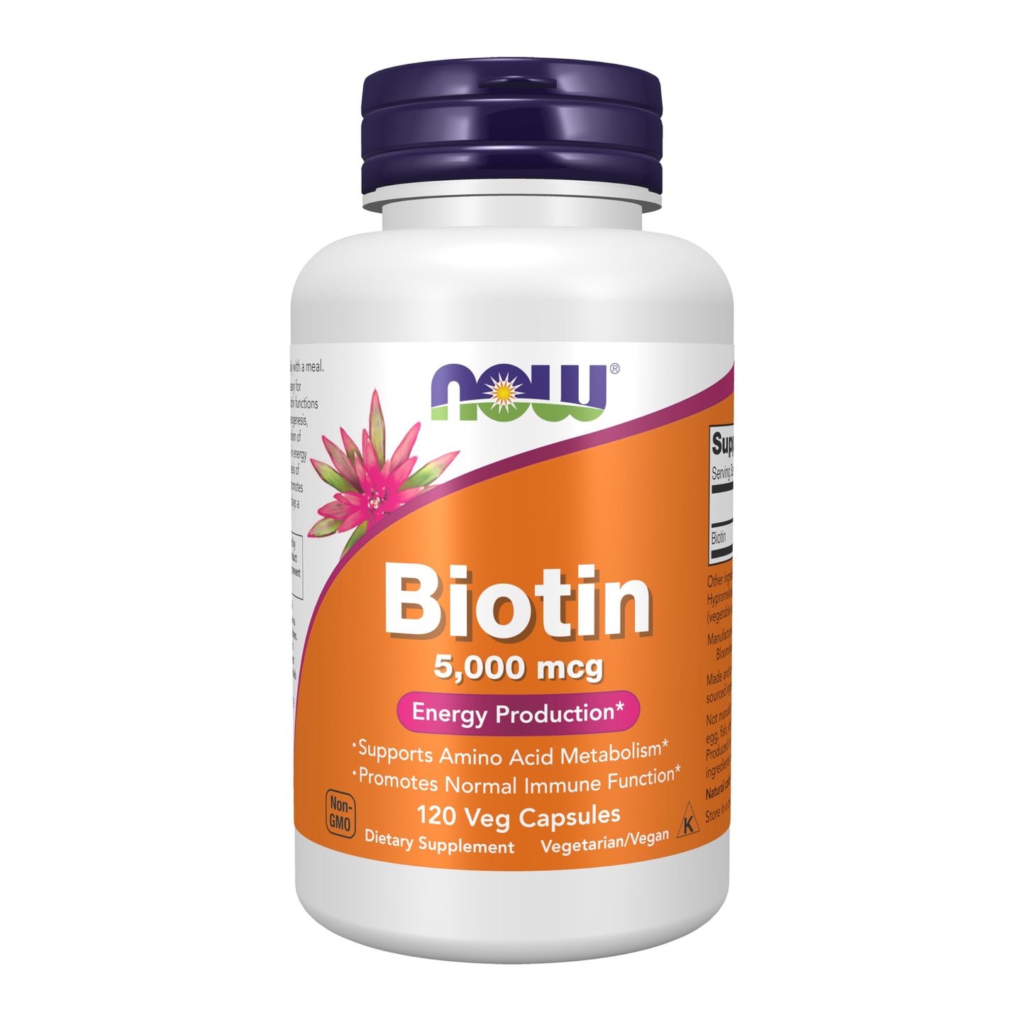 NOW Foods Biotin 5000 mcg Capsules, 120 Count