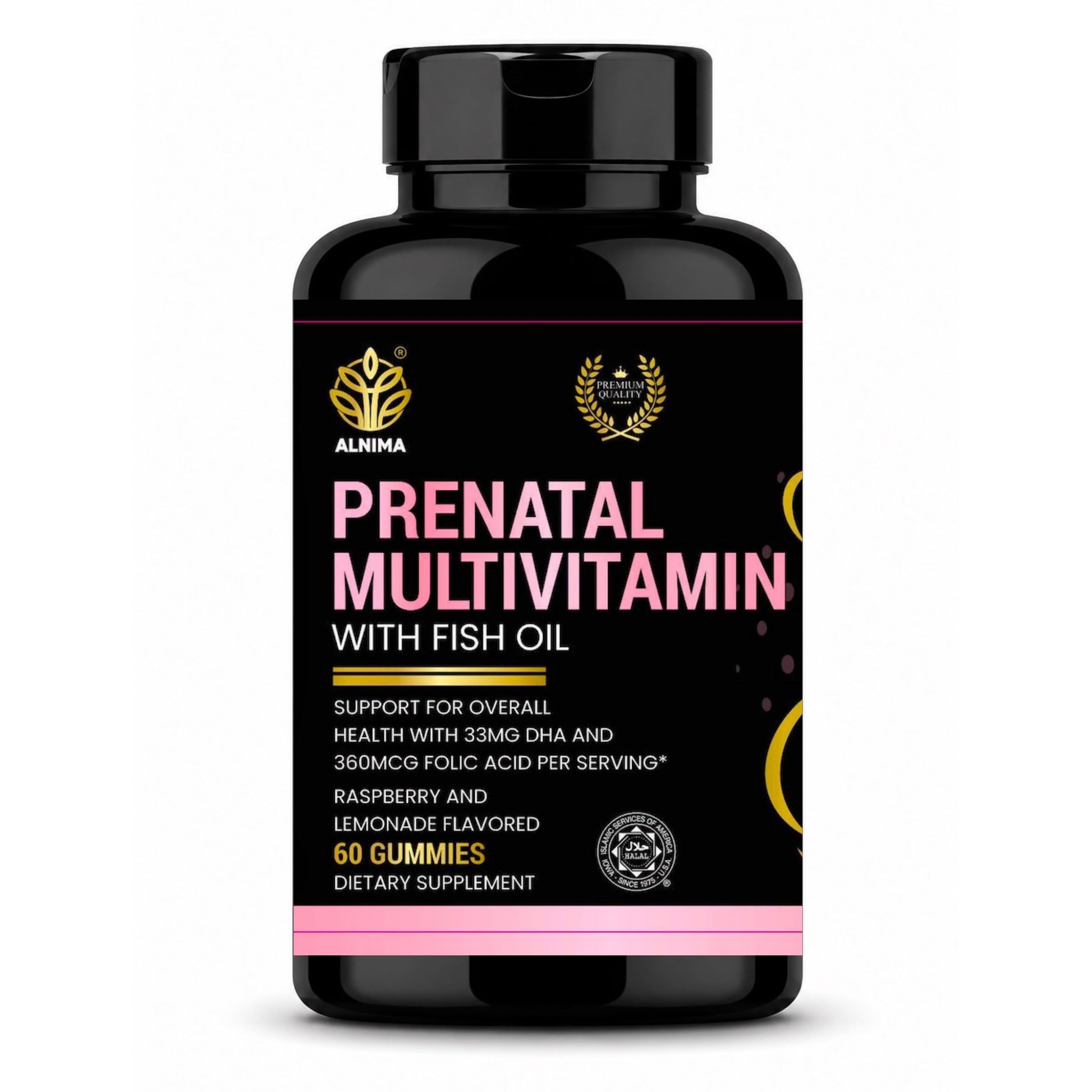 ALNIMA Prenatal Multivitamin Gummies with DHA & EPA from Fish Oil, 60 Gummies