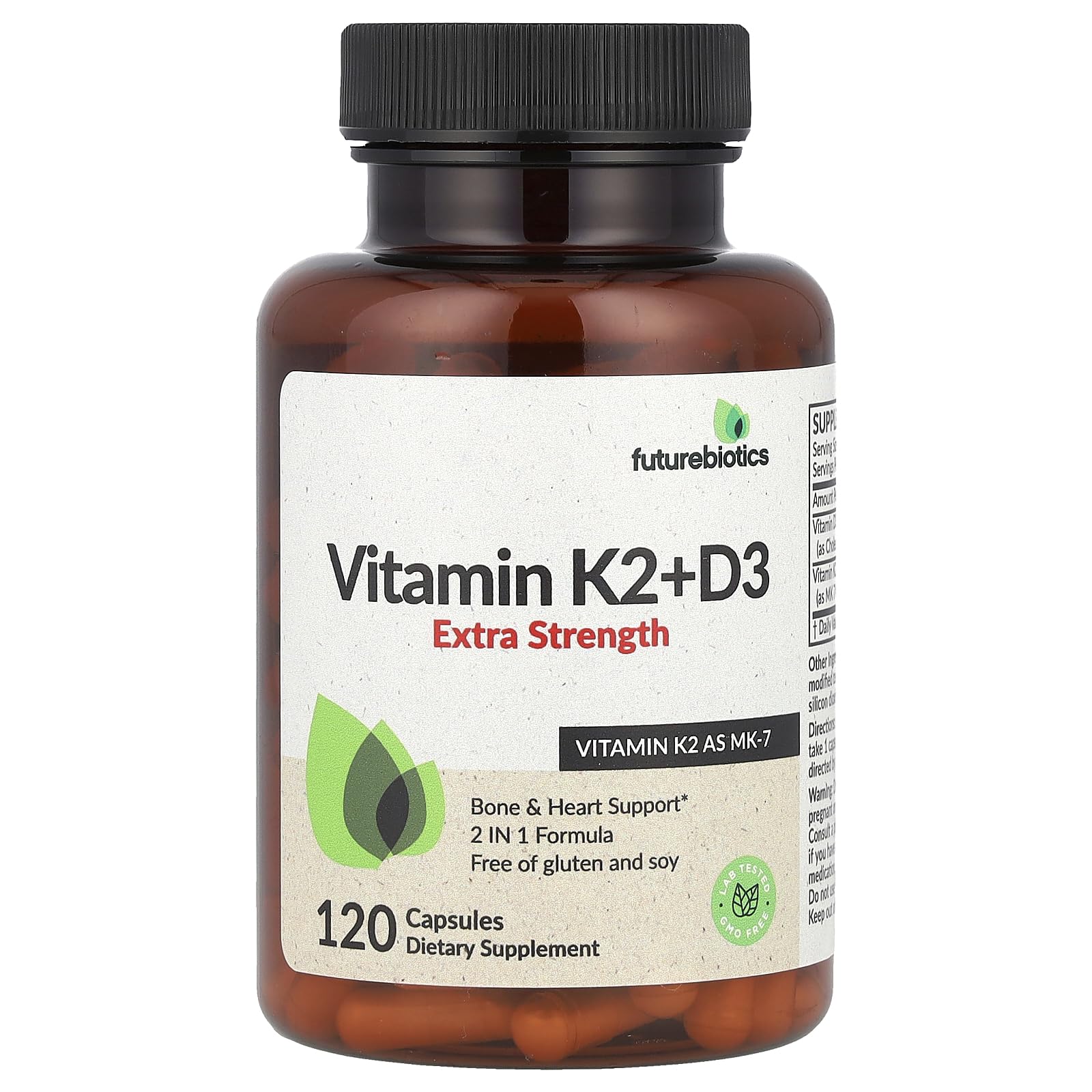 Futurebiotics Vitamin K2 + D3 Extra Strength Capsules, 120 Capsules