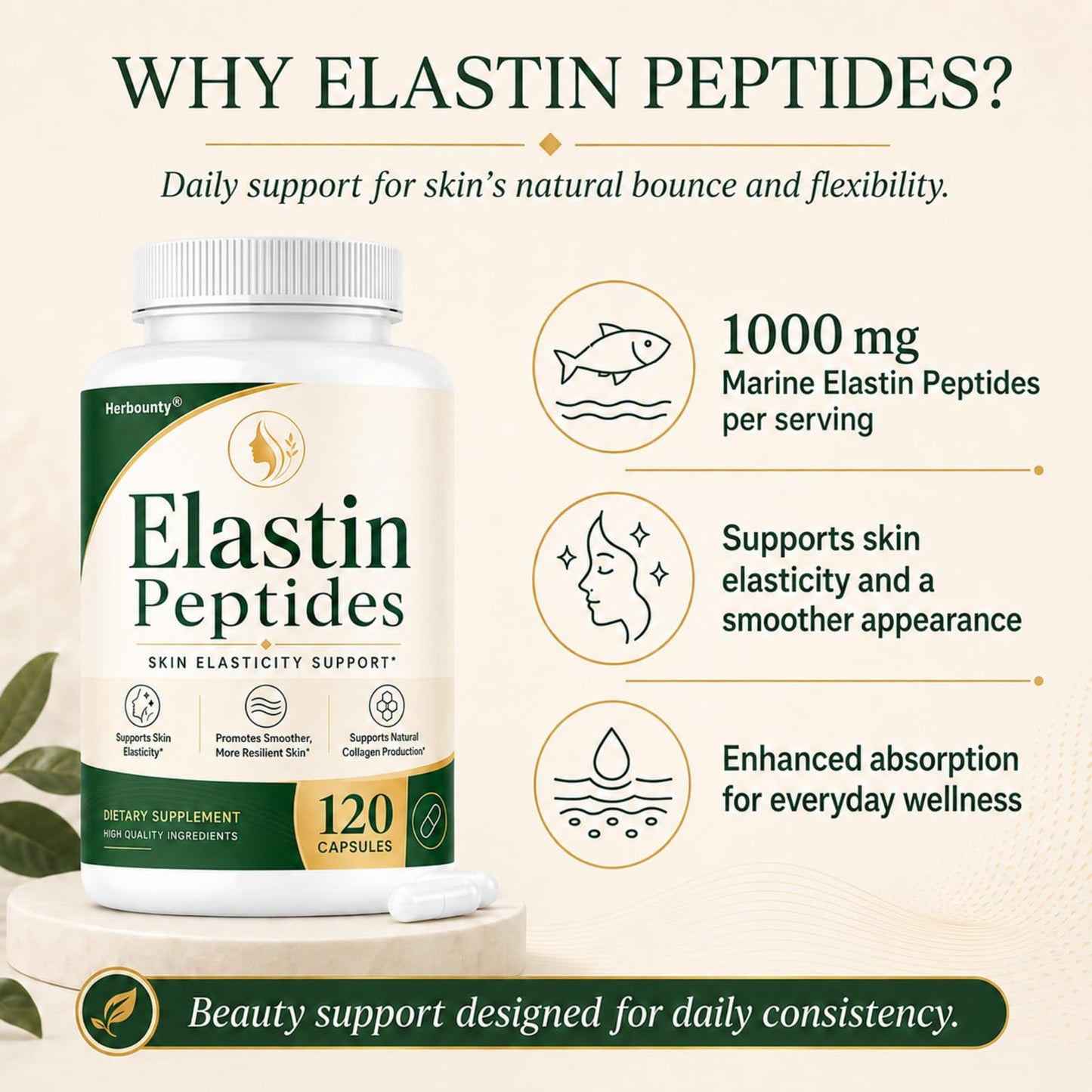 Herbounty Elastin Peptides Skin Tightening Formula Capsules, 120